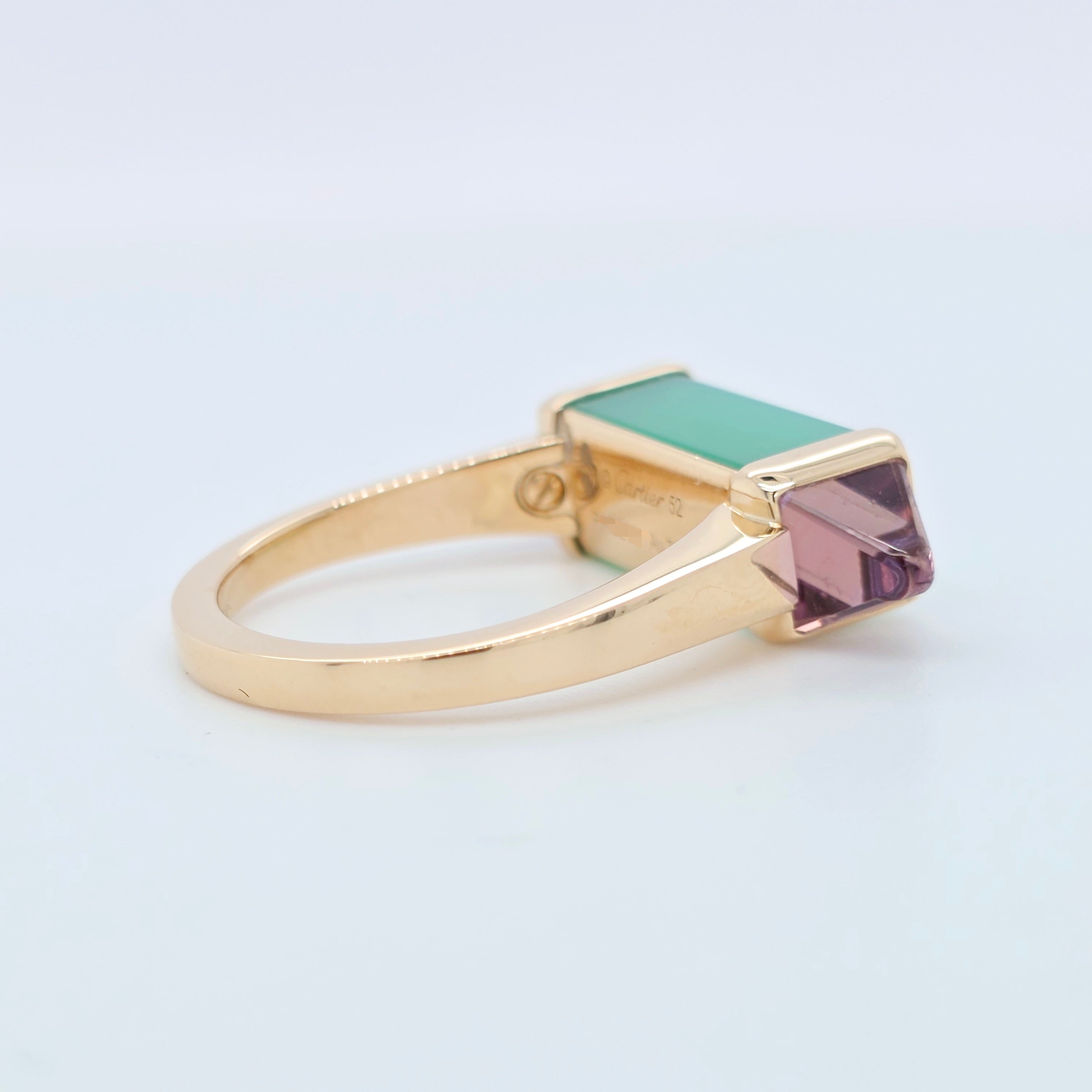 Cartier Amethyst & Chrysoprase Les Berlingots de Cartier Ring, 18ct Rose Gold,52 Chloe's Jewellers