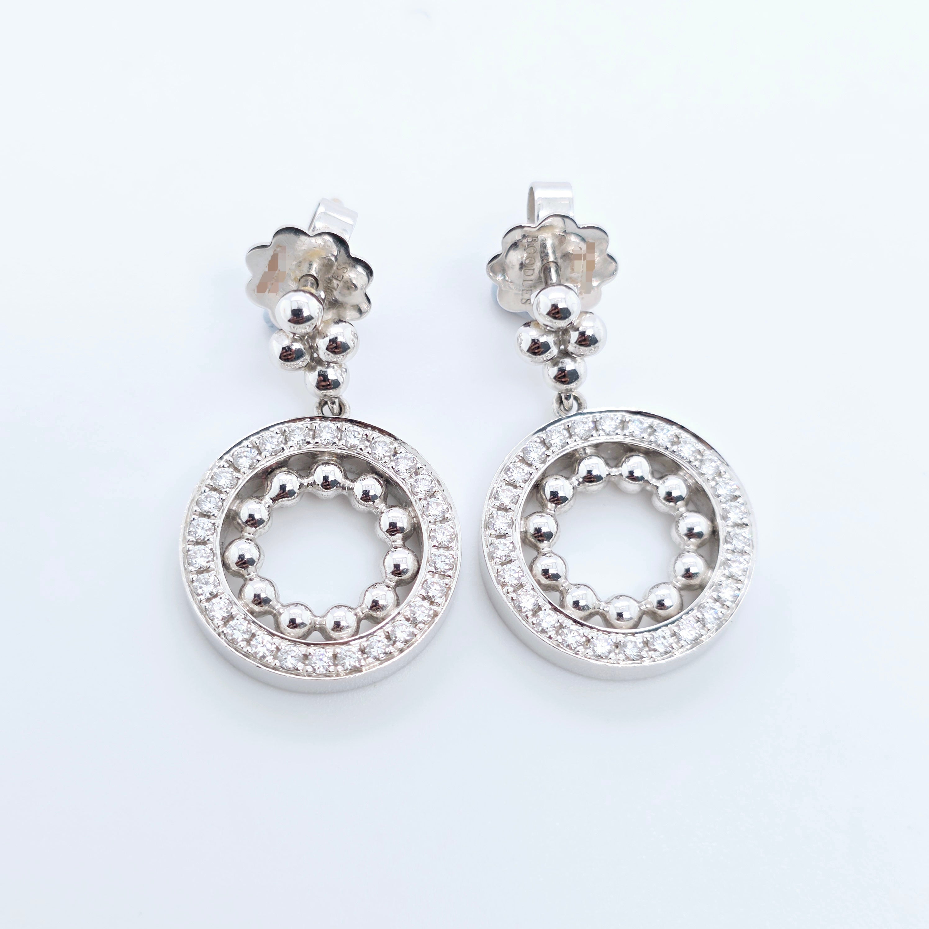 Boodles Small Diamond Circus Drop Earrings, 18ct White Gold Chloe's Jewellers