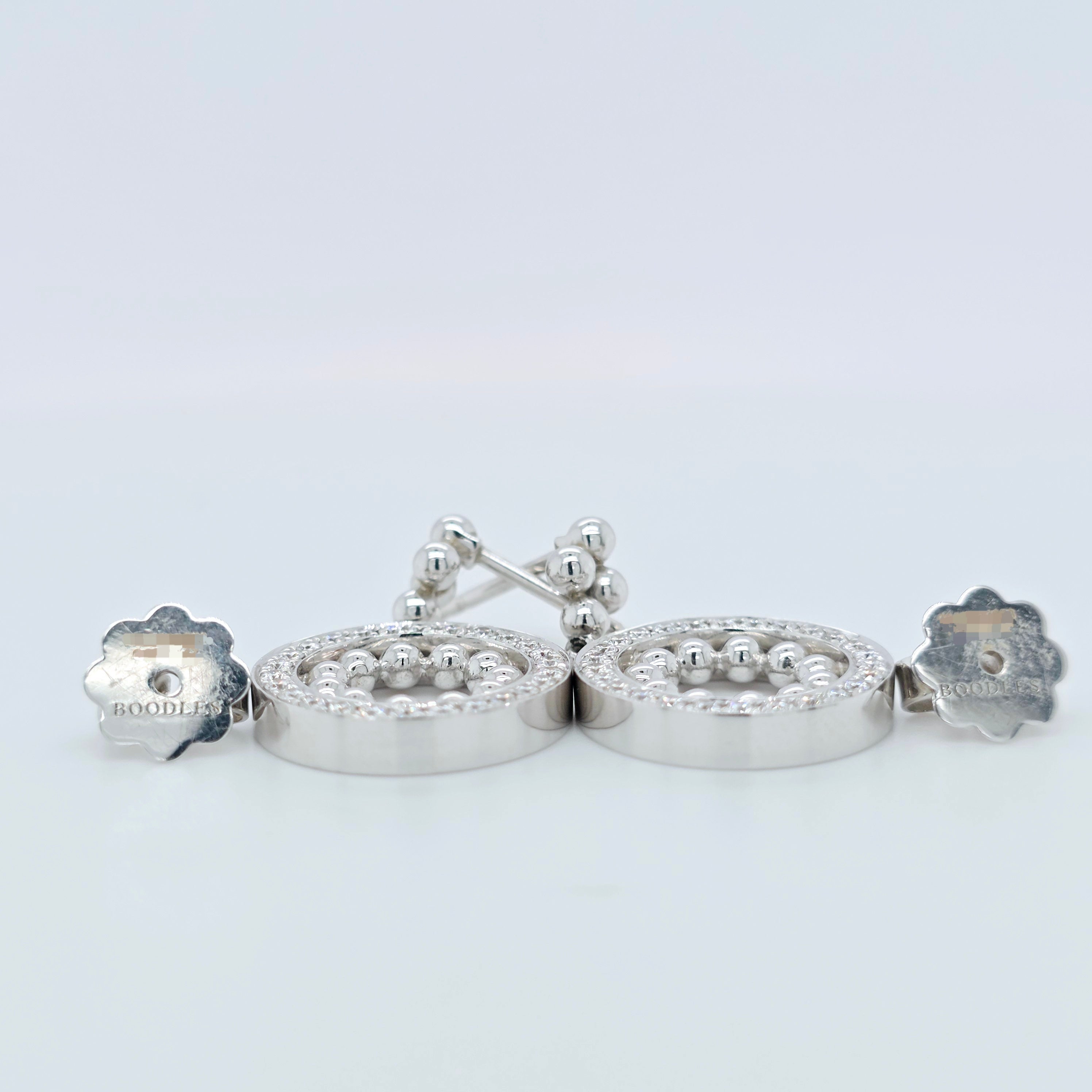 Boodles Small Diamond Circus Drop Earrings, 18ct White Gold Chloe's Jewellers