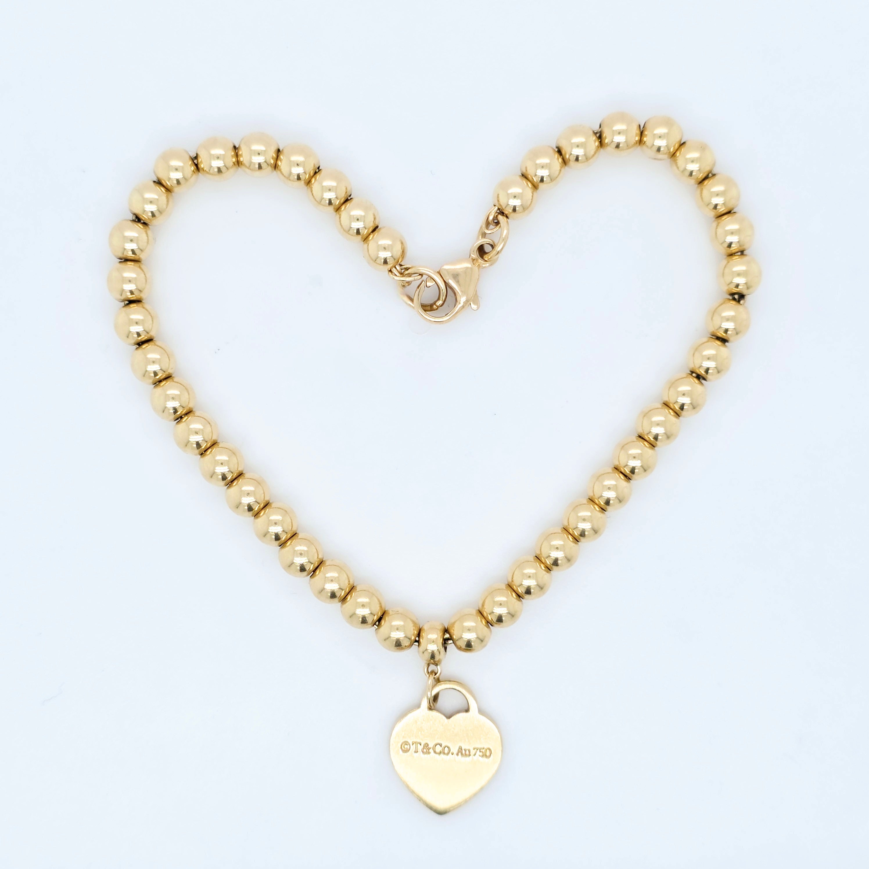 Tiffany & Co. Mini Heart Tag Bead Bracelet | 18K Gold