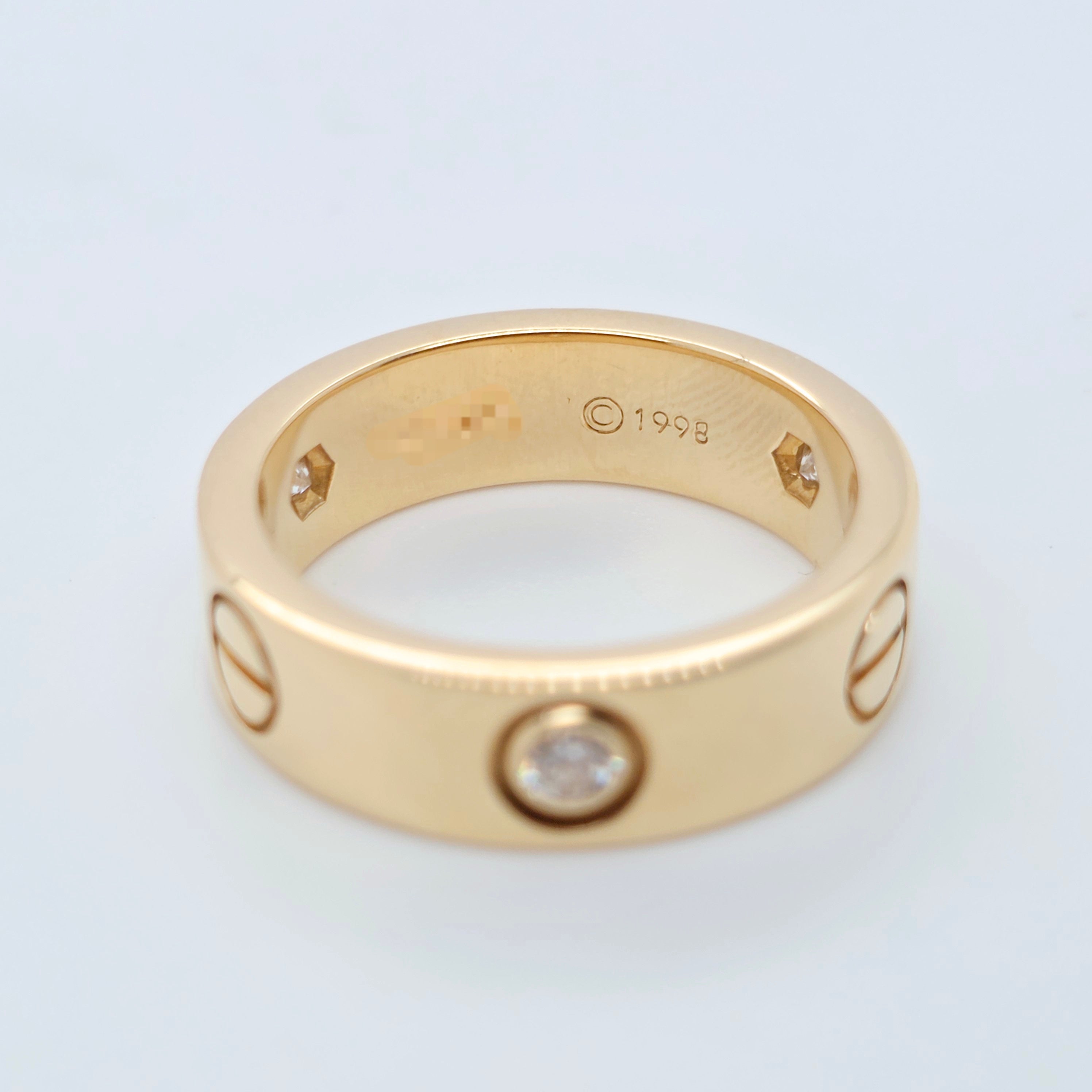 Cartier Love Ring, Classic Model, 3 Diamonds, 18ct Yellow Gold, Size 52/ L1/2 Chloe's Jewellers