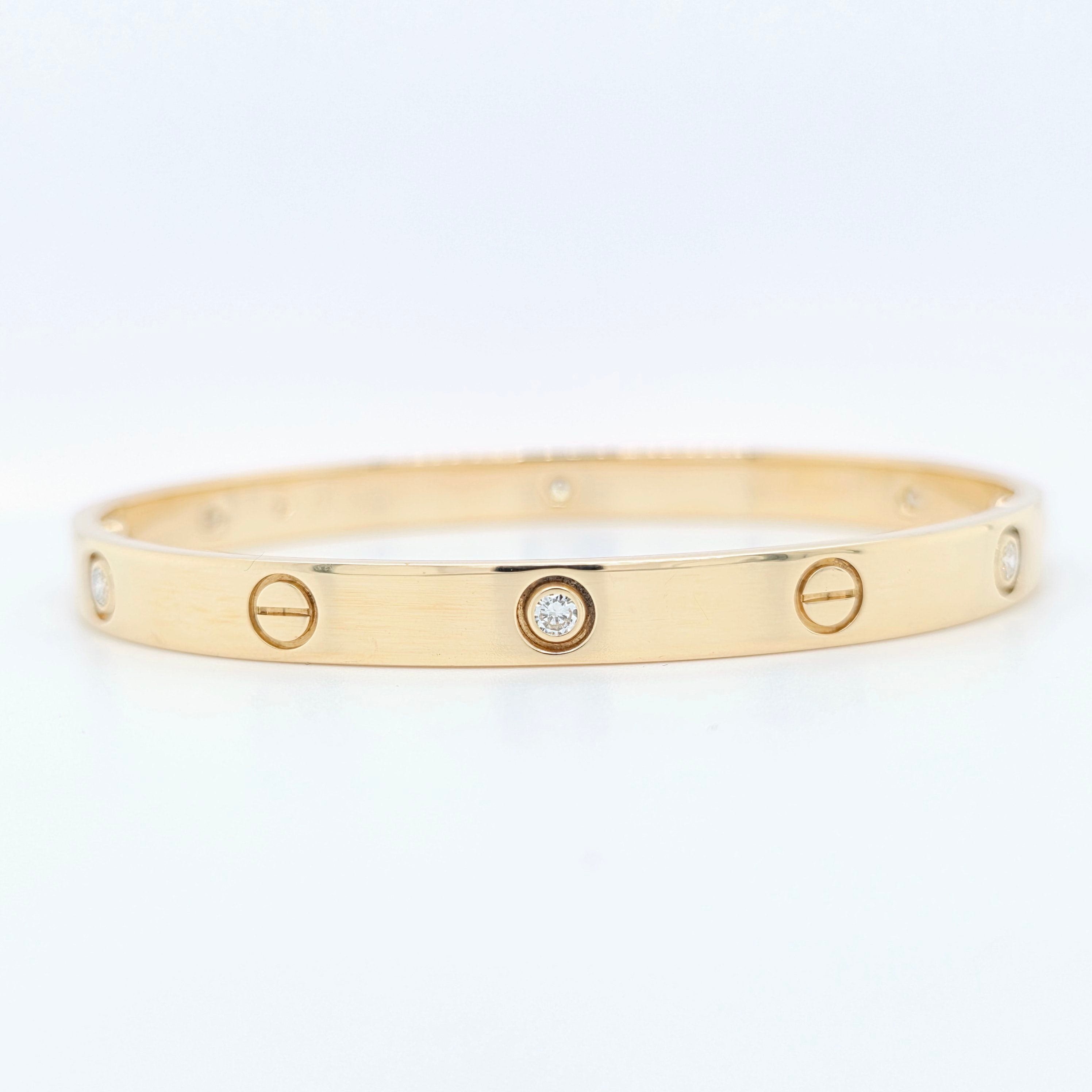 Cartier Love Bracelet, Classic Model, 6 Diamonds, 18ct Yellow Gold, Size 19, Box Chloe's Jewellers