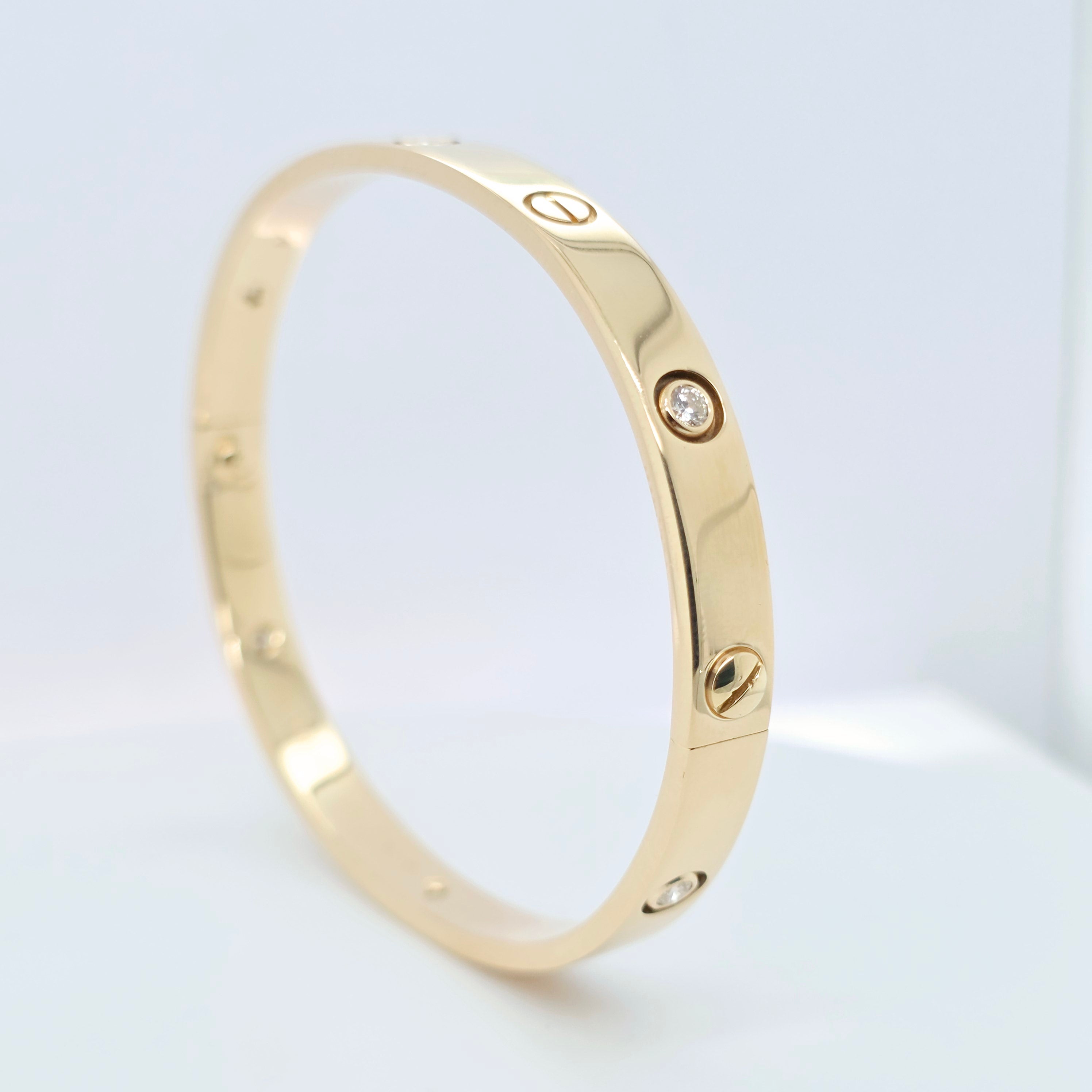 Cartier Love Bracelet, Classic Model, 6 Diamonds, 18ct Yellow Gold, Size 19, Box Chloe's Jewellers