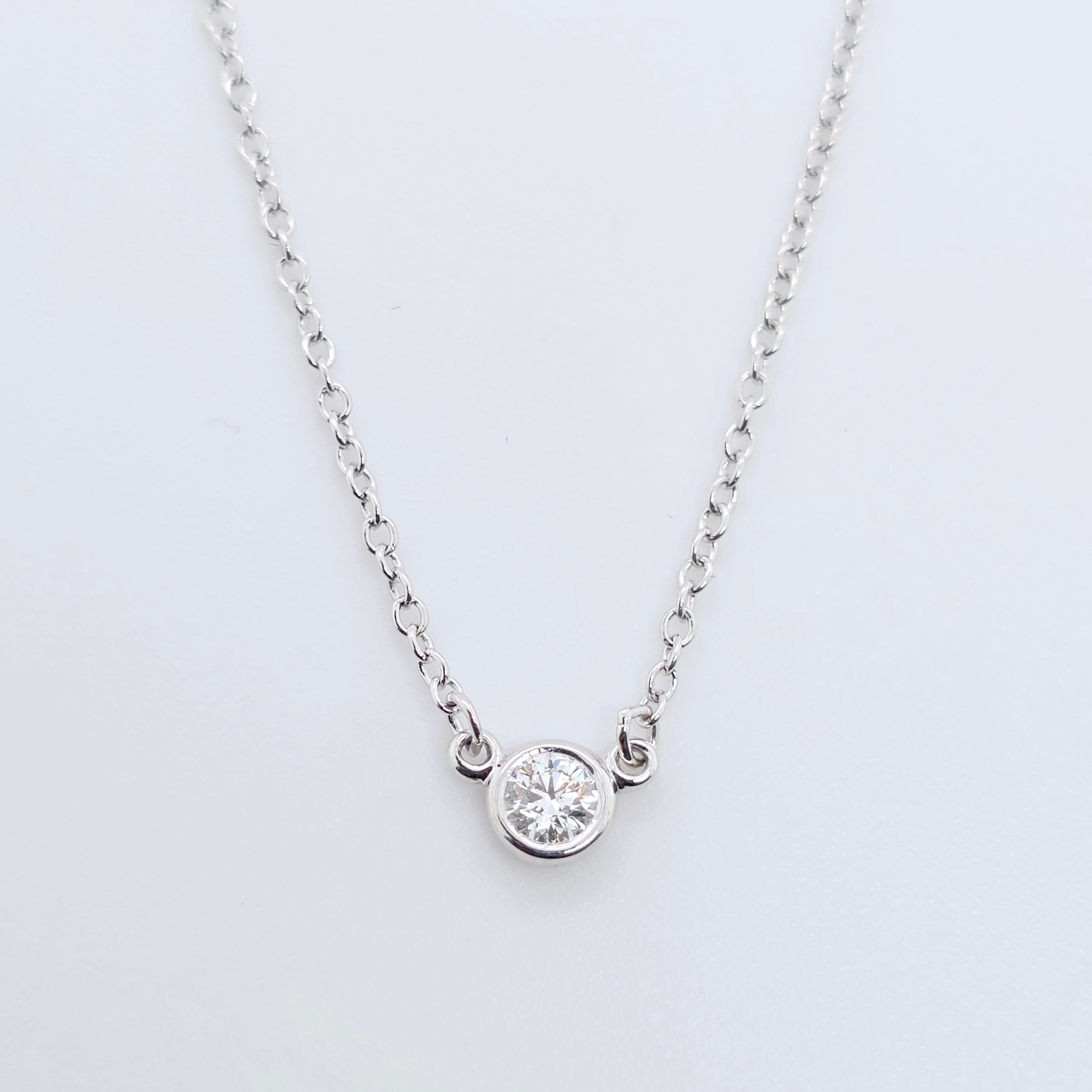 Tiffany & Co. Elsa Peretti Single Diamond By The Yard Pendant, 0.08ct, Platinum Chloe's Jewellers