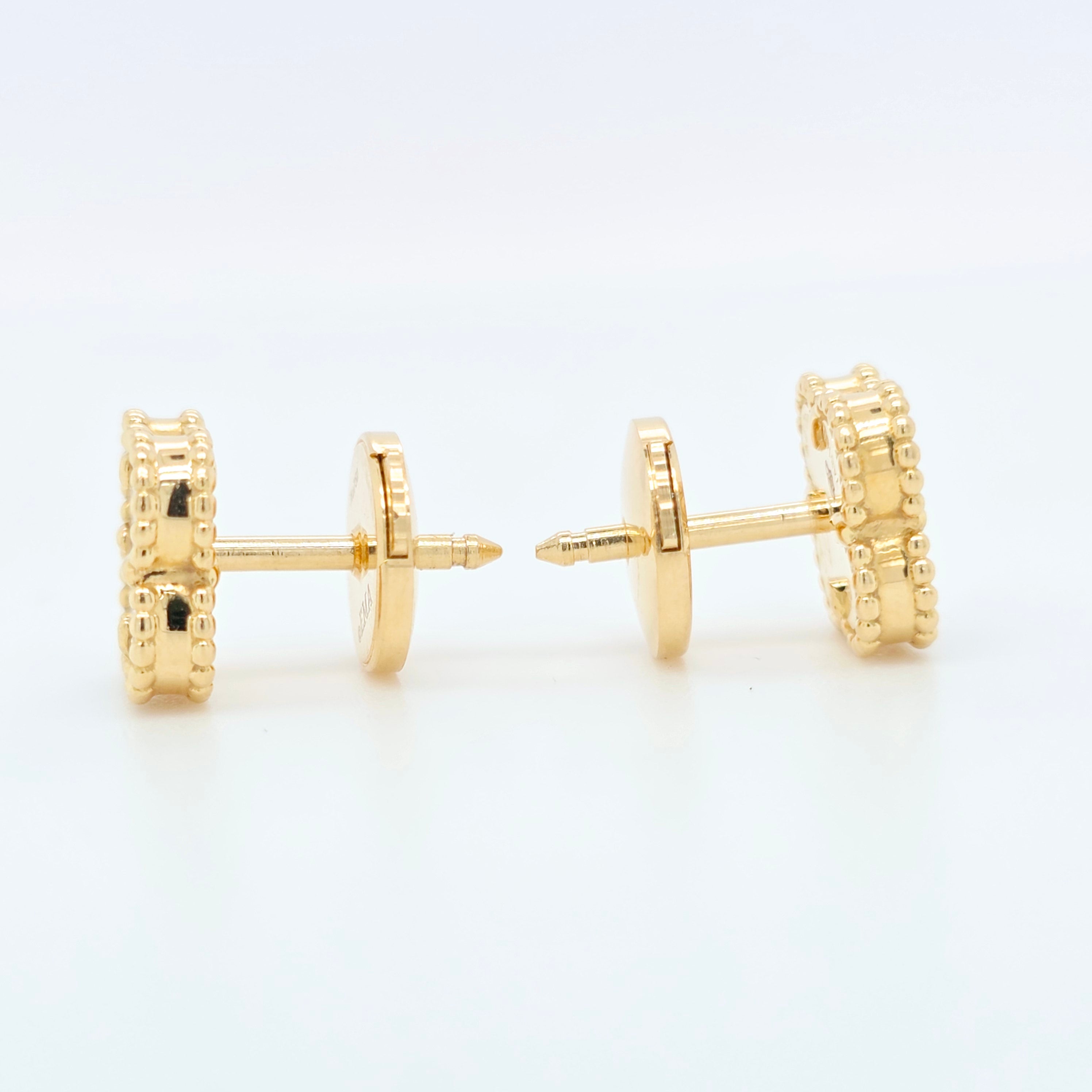 Van Cleef & Arpels Sweet Mother of Pearl Alhambra Earrings, 18ct Yellow Gold Chloe's Jewellers