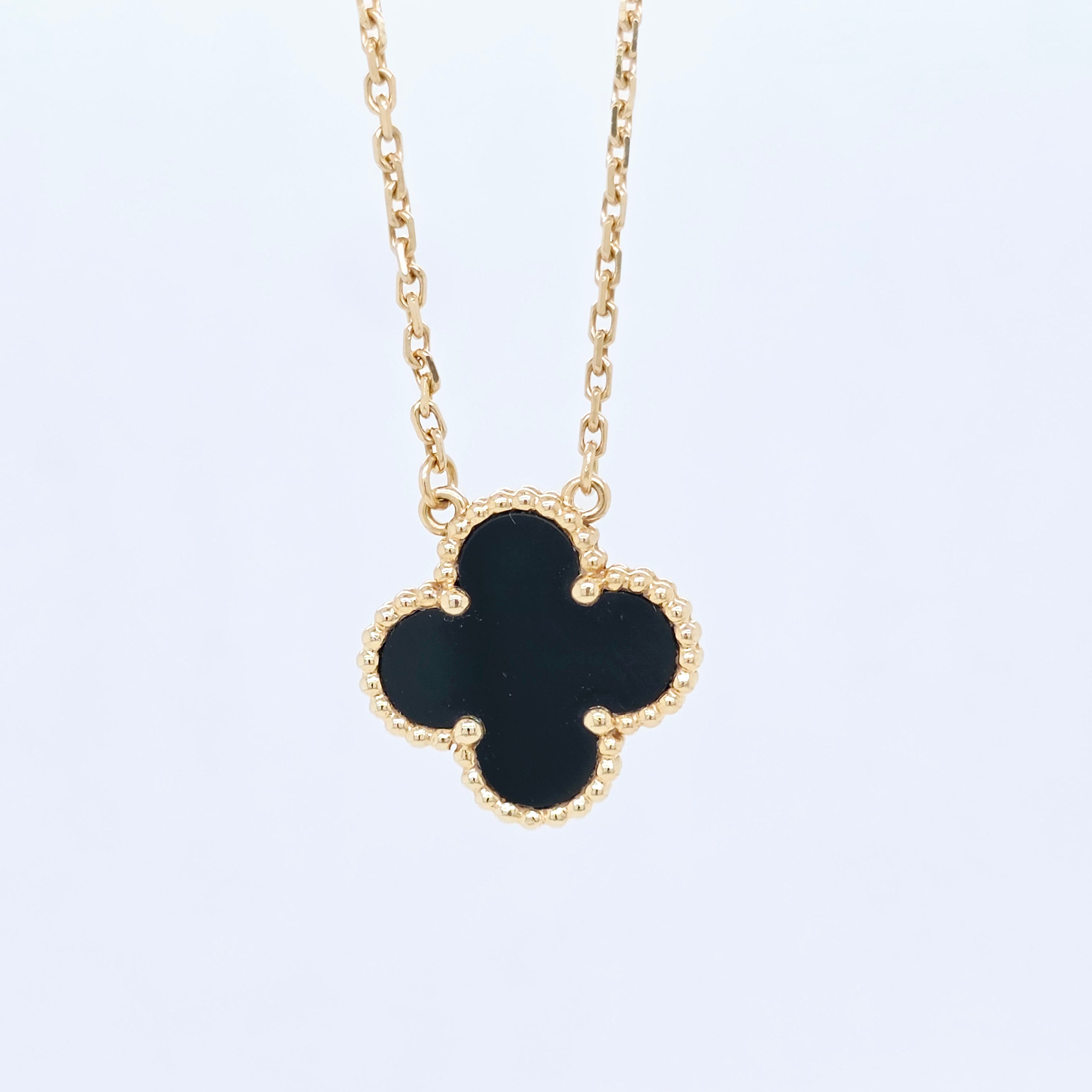 Van Cleef & Arpels Vintage Alhambra Pendant, Black Onyx, 18k Yellow Gold Chloe's Jewellers