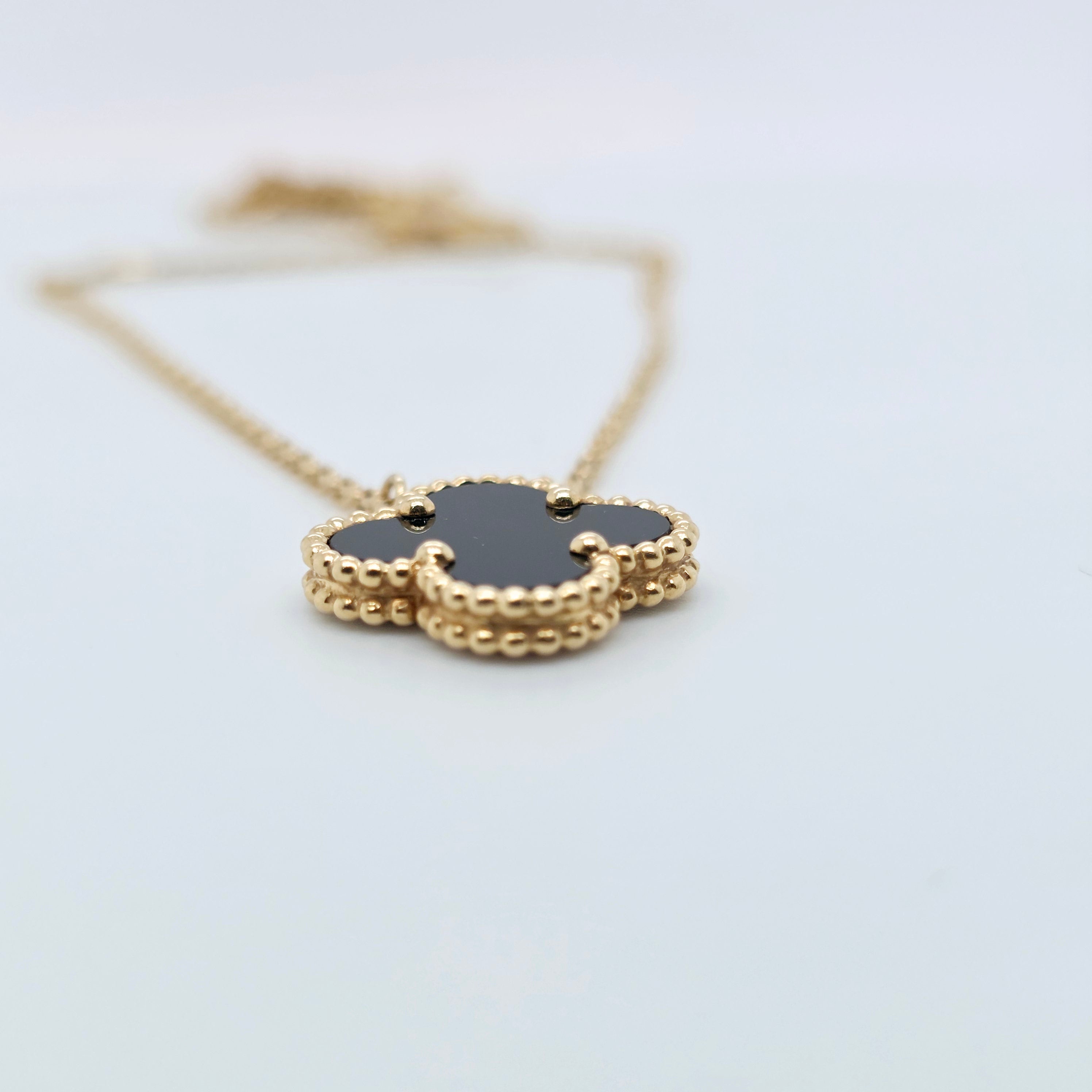 Van Cleef & Arpels Vintage Alhambra Pendant, Black Onyx, 18k Yellow Gold Chloe's Jewellers