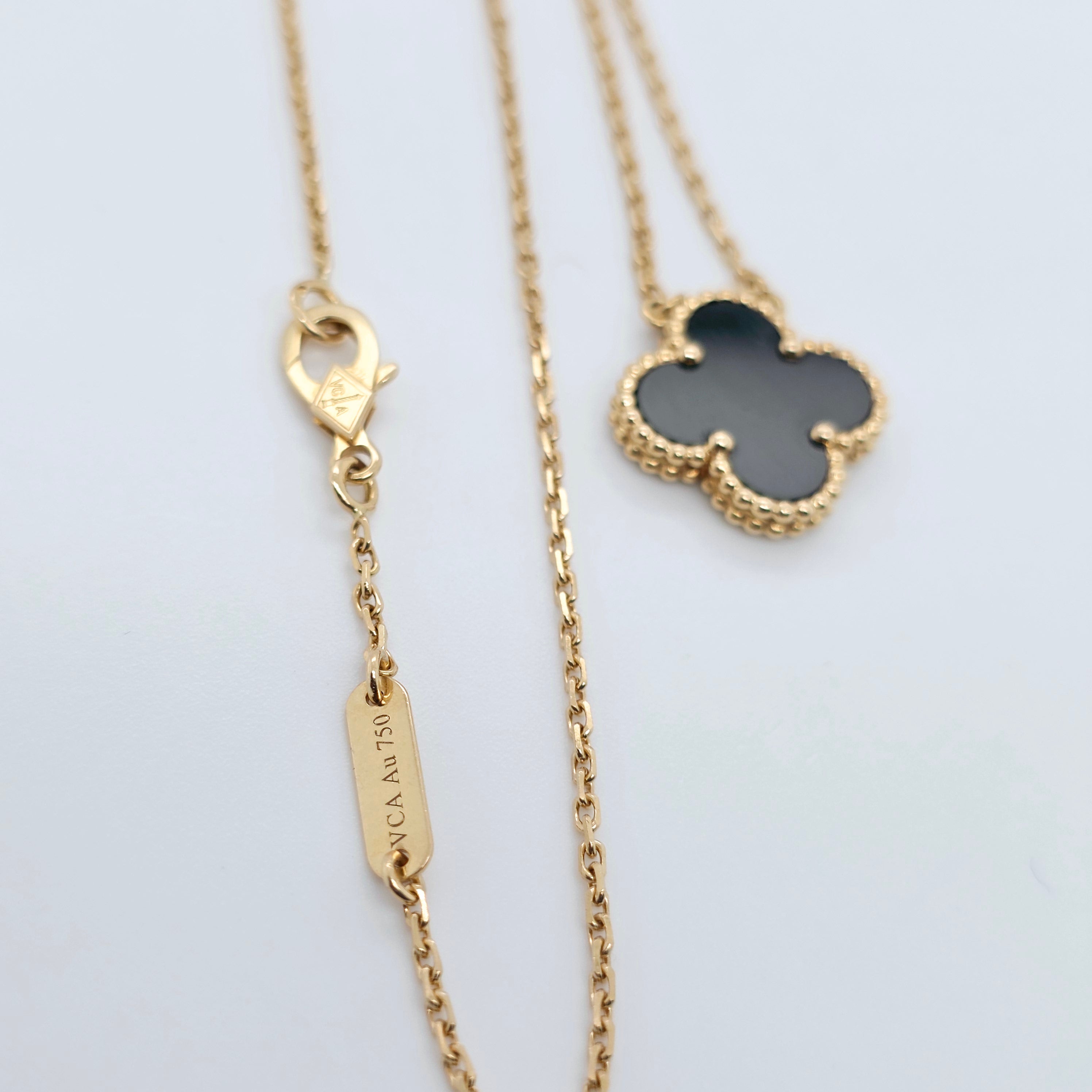 Van Cleef & Arpels Vintage Alhambra Pendant, Black Onyx, 18k Yellow Gold Chloe's Jewellers