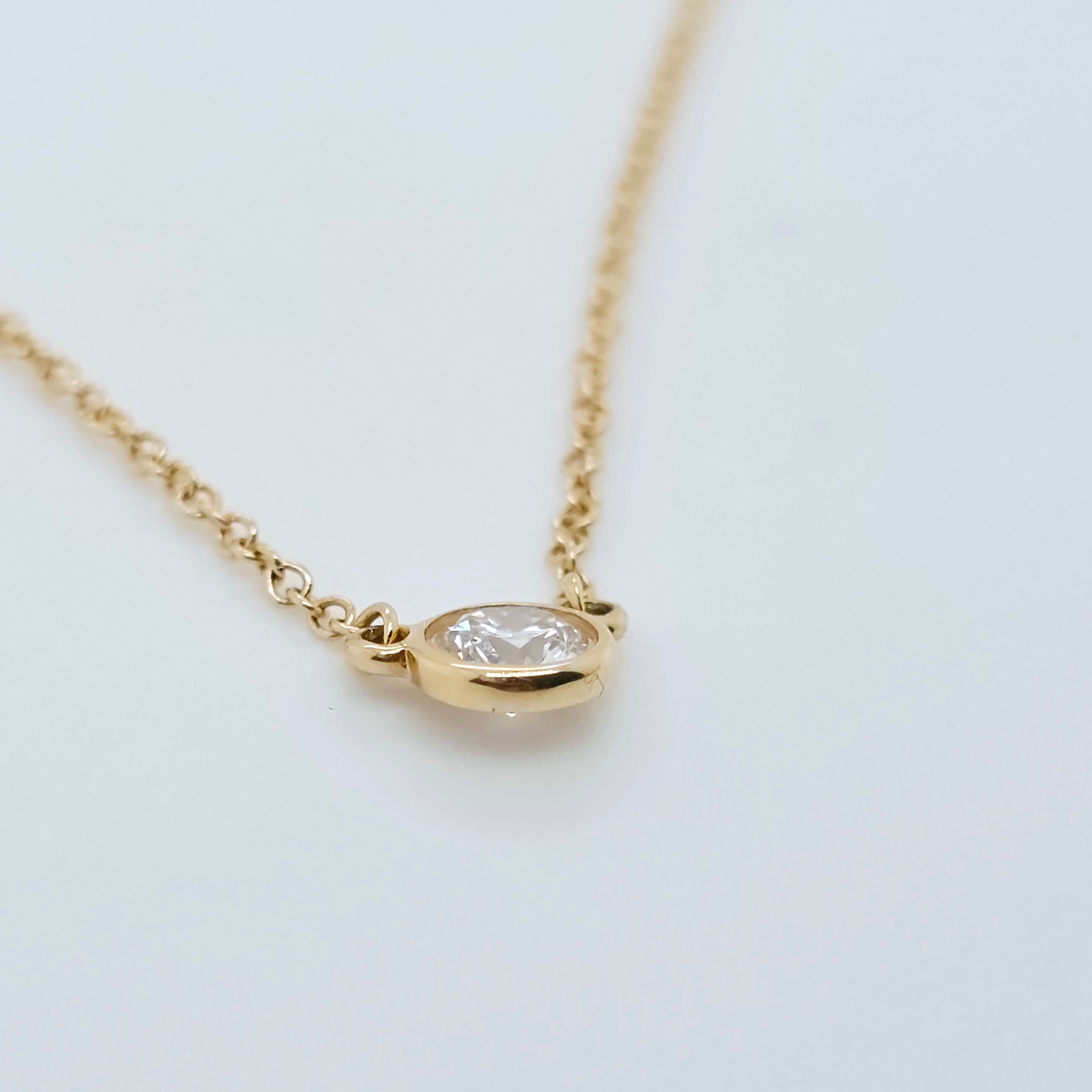 Tiffany & Co. Elsa Peretti Single Diamond By The Yard Pendant, 0.17ct, 18ct YG Chloe's Jewellers