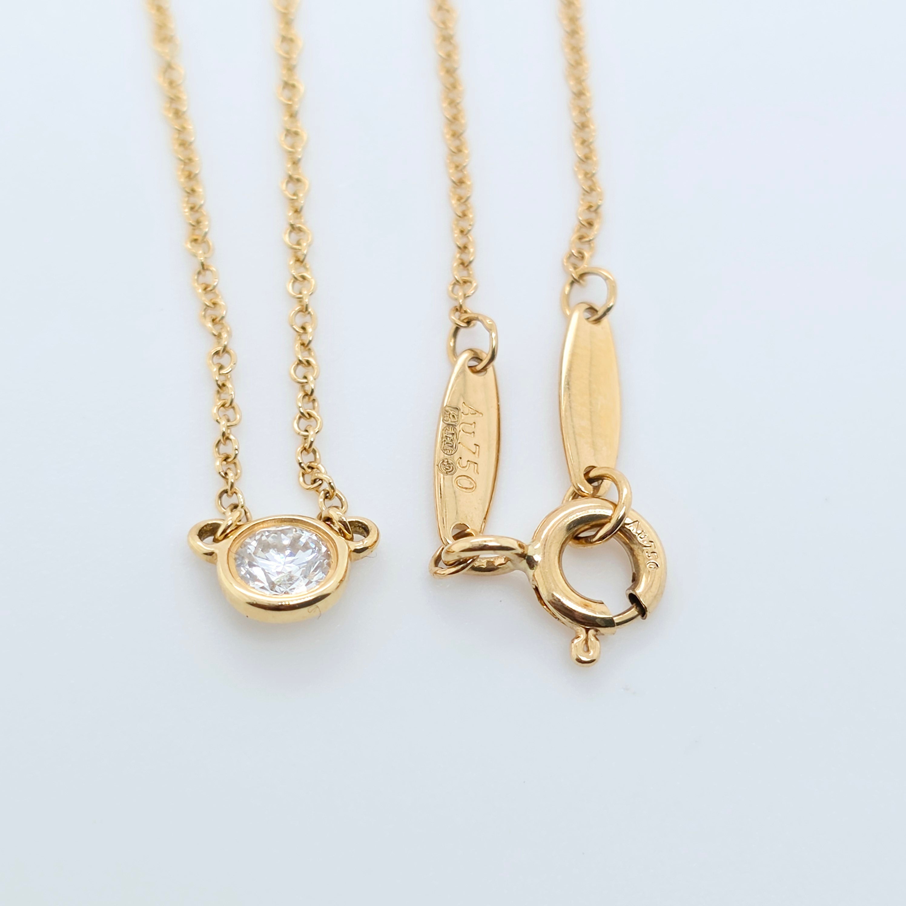 Tiffany & Co. Elsa Peretti Single Diamond By The Yard Pendant, 0.17ct, 18ct YG Chloe's Jewellers