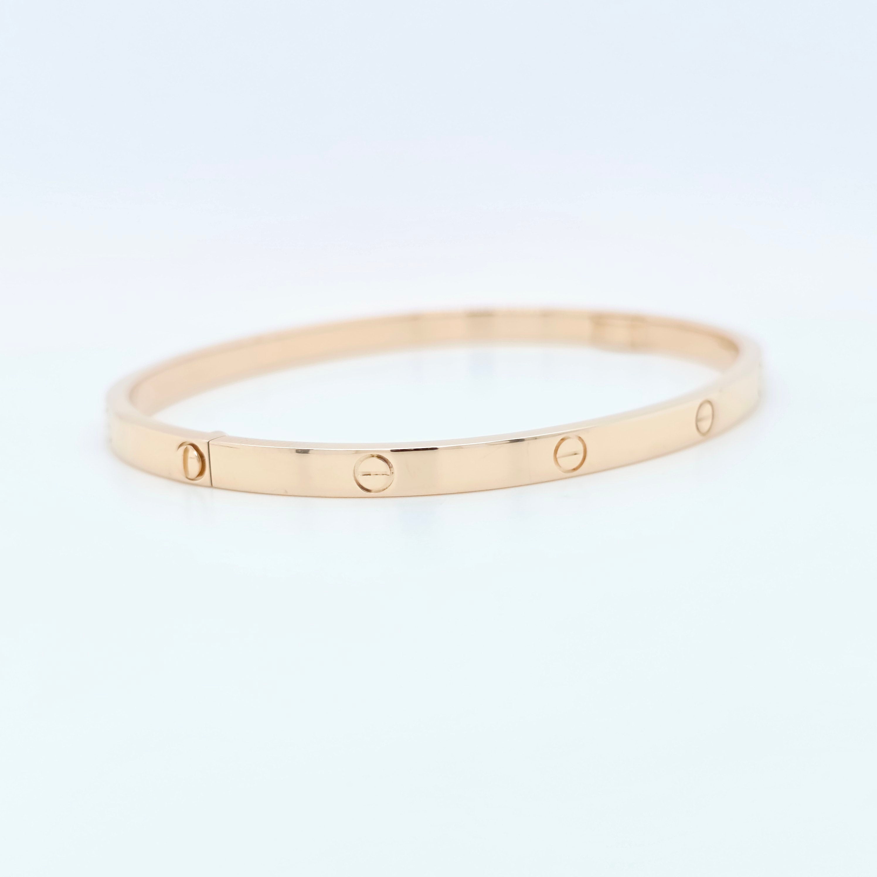 Cartier Love Bracelet, Small Model,, 18ct Rose Gold, Size 17, Cartier Pouch Chloe's Jewellers