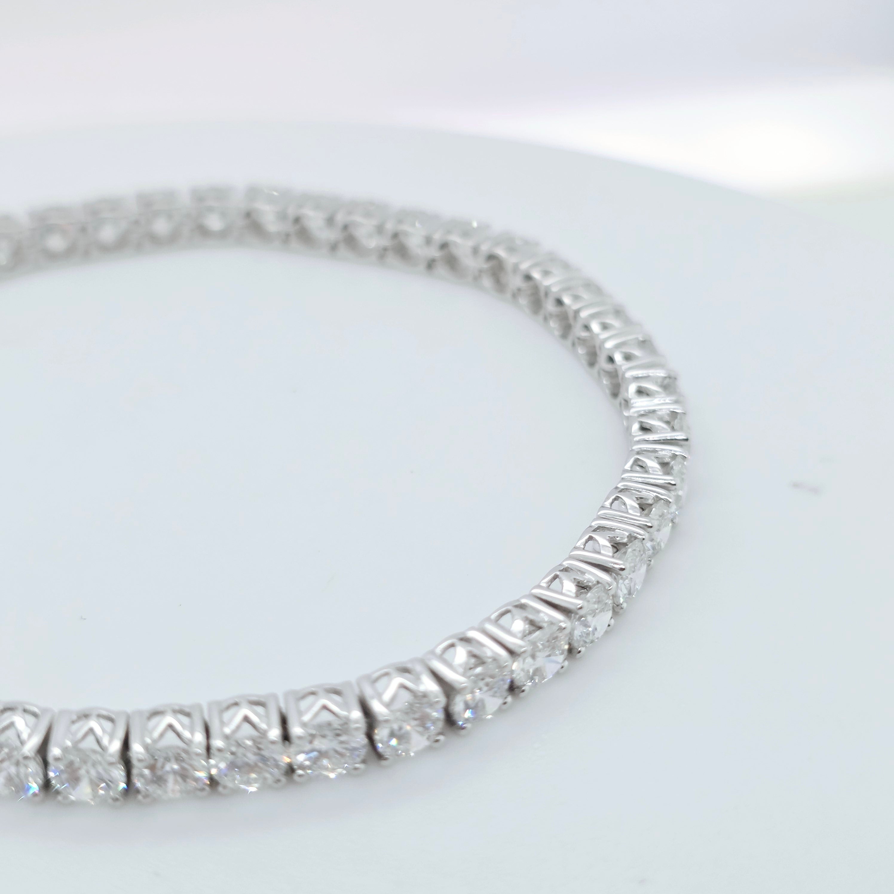 Boodles Diamond Tennis Bracelet, Round Diamonds, 10.40ct, Platinum, 7.25 Inches Chloe's Jewellers