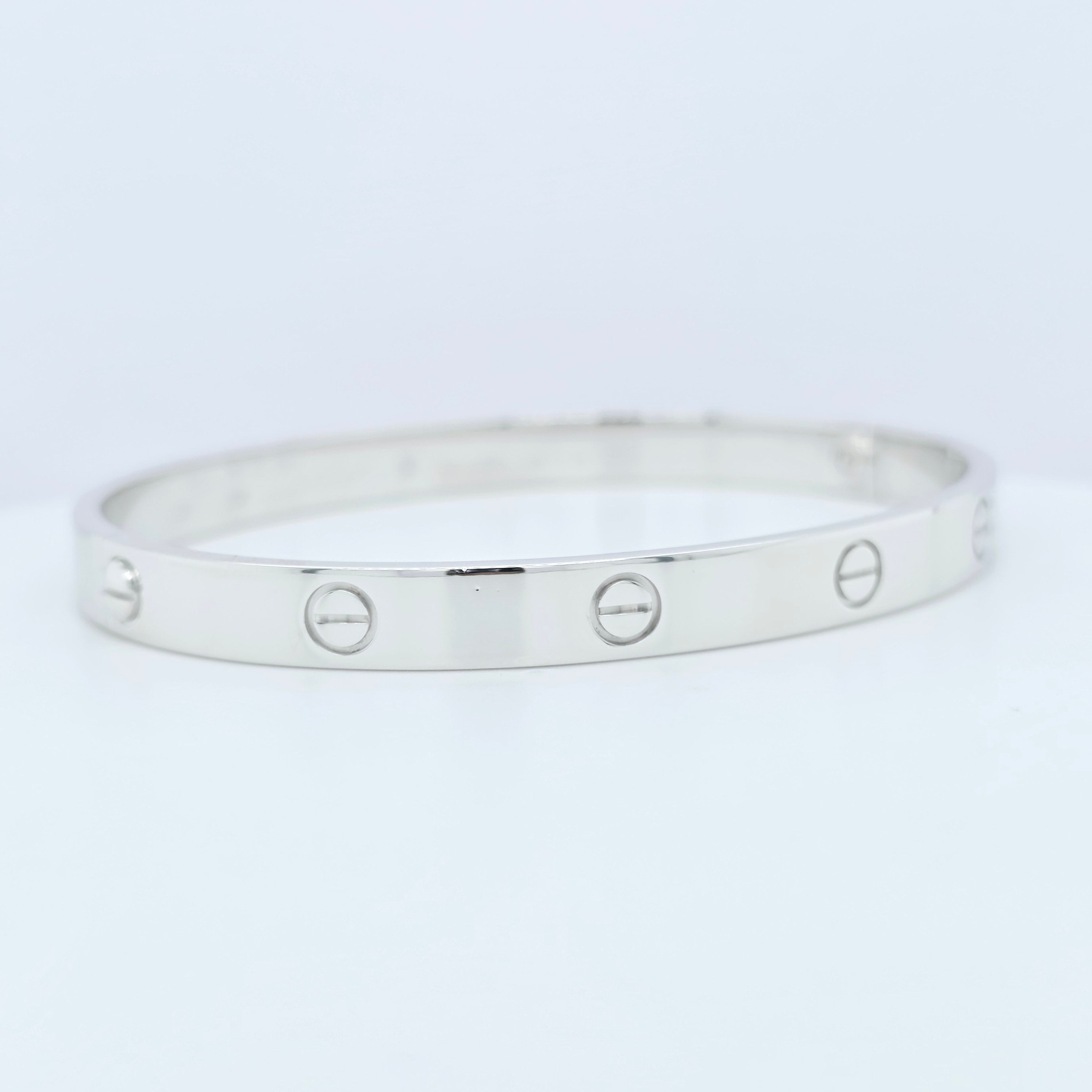 Cartier Love Bracelet, Classic Model, 18ct White Gold, Size 20, Cartier Box & Papers