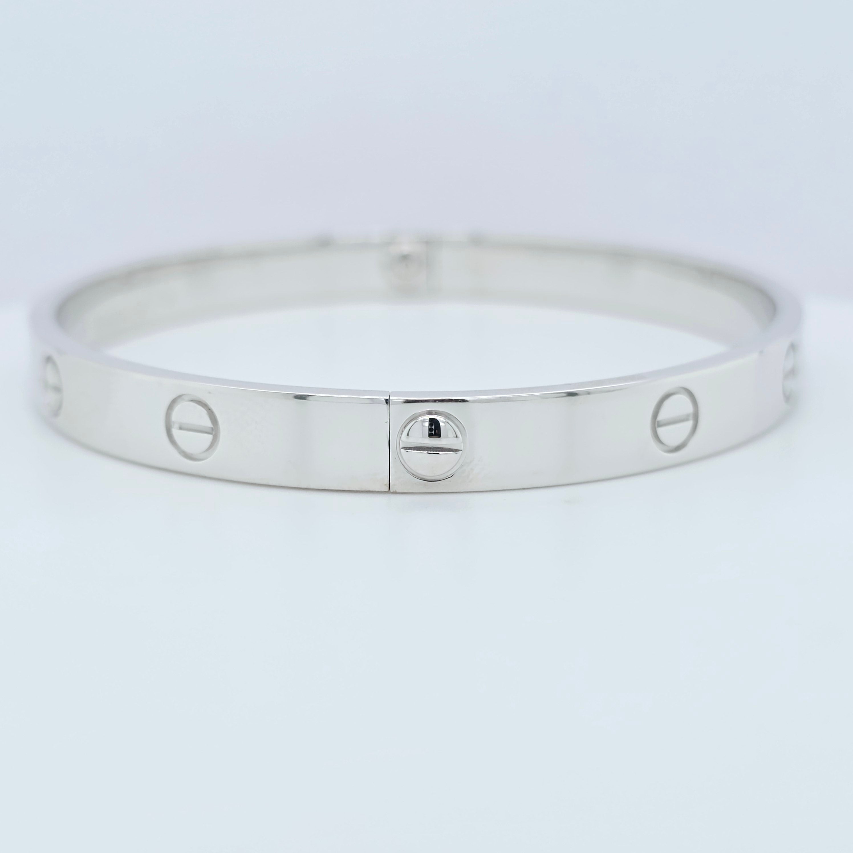 Cartier Love Bracelet, Classic Model, 18ct White Gold, Size 20, Cartier Box & Papers