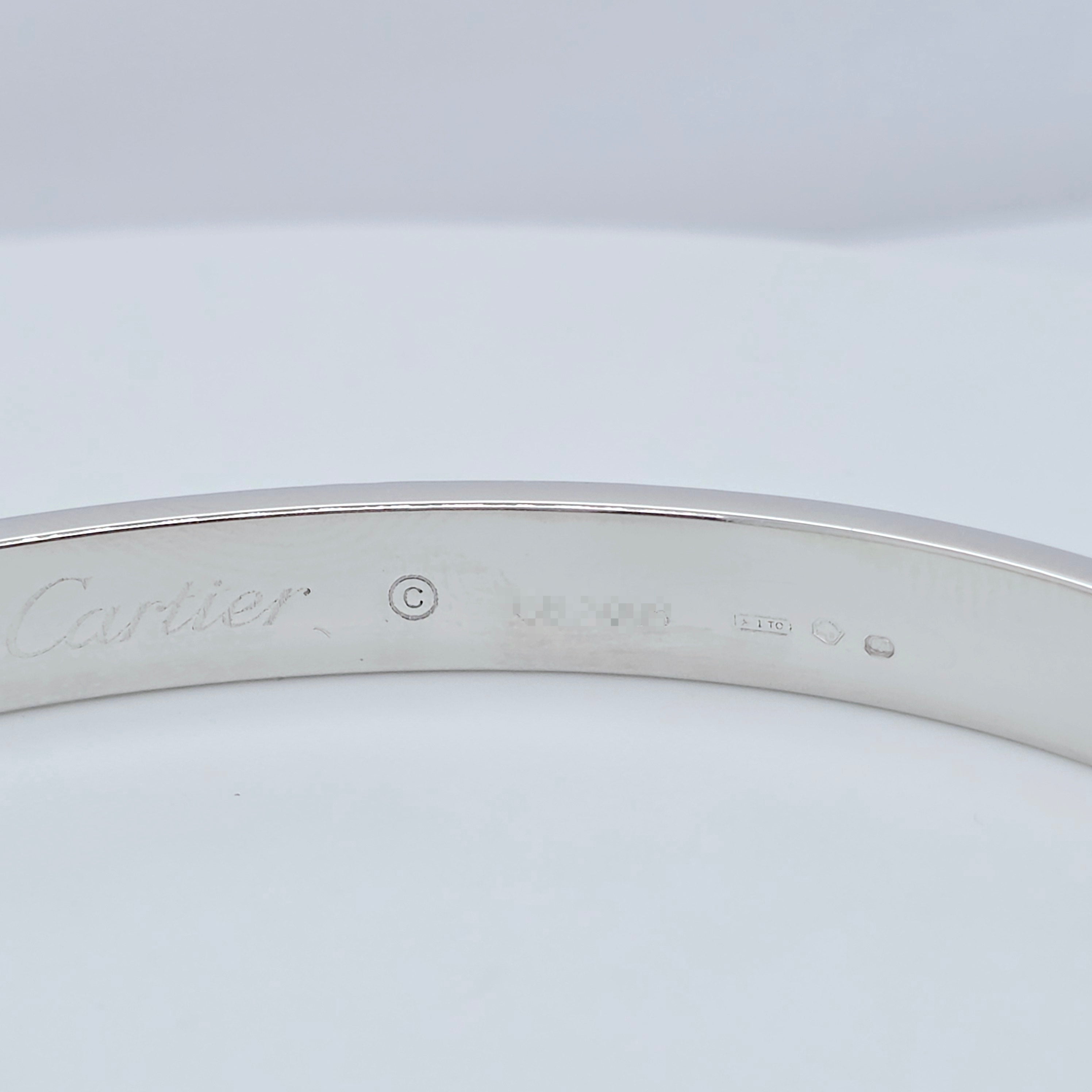 Cartier Love Bracelet, Classic Model, 18ct White Gold, Size 20, Cartier Box & Papers
