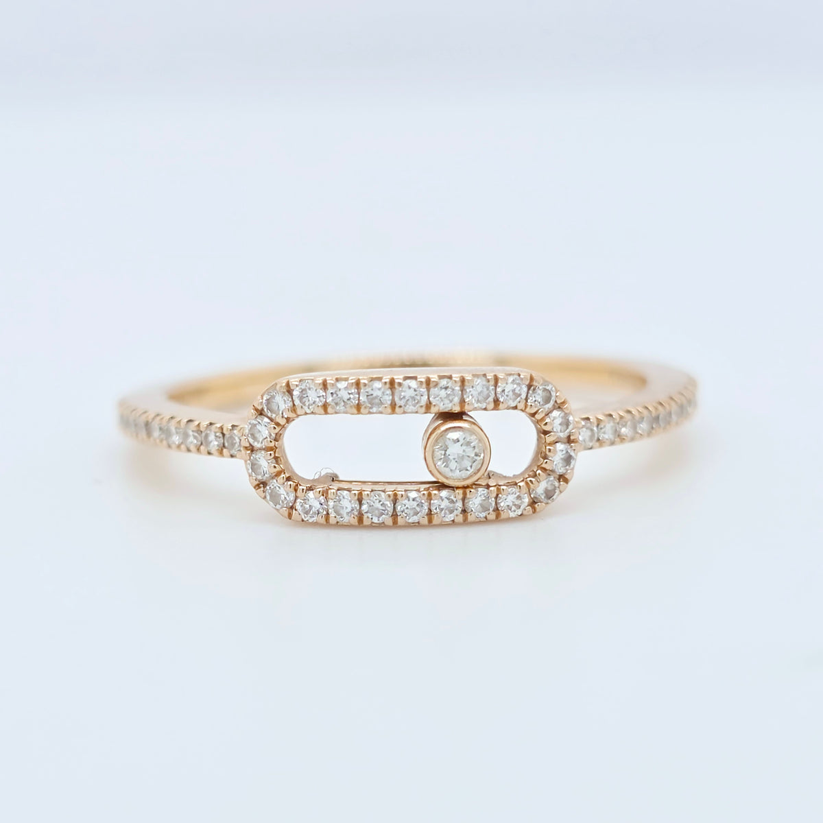 Messika Move Uno Pavé Pink Gold Diamond Ring, 18ct Gold, Size K, Box & Papers