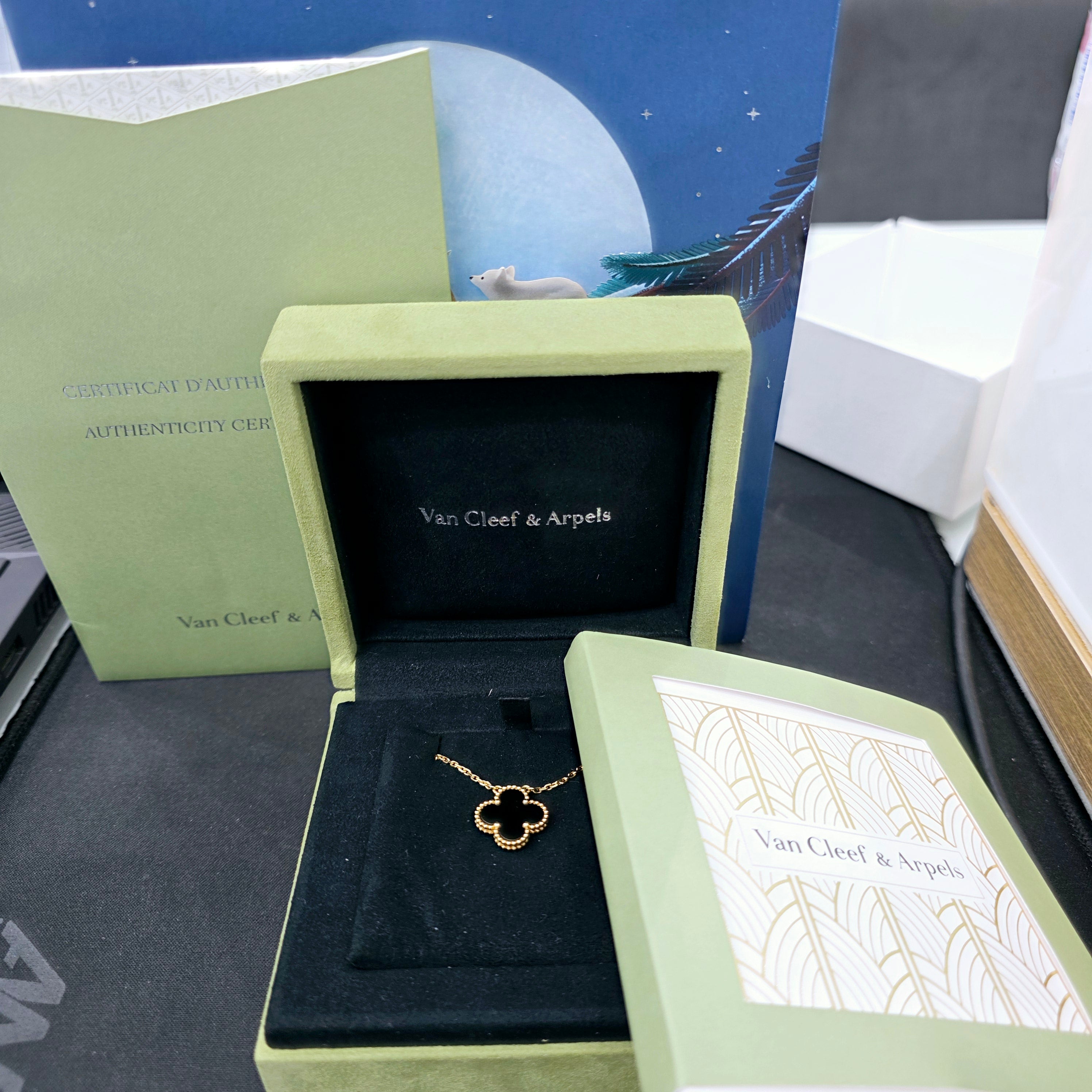Van Cleef & Arpels Vintage Alhambra Pendant, Black Onyx, 18k Yellow Gold