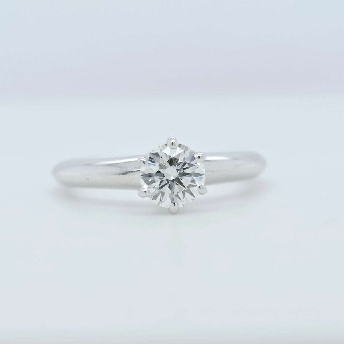 Tiffany & Co. Round Brilliant Cut Diamond Ring in Platinum 0.54ct, Size K - 50