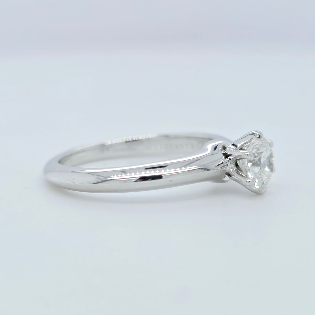 Tiffany & Co. Round Brilliant Cut Diamond Ring in Platinum 0.54ct, Size K - 50