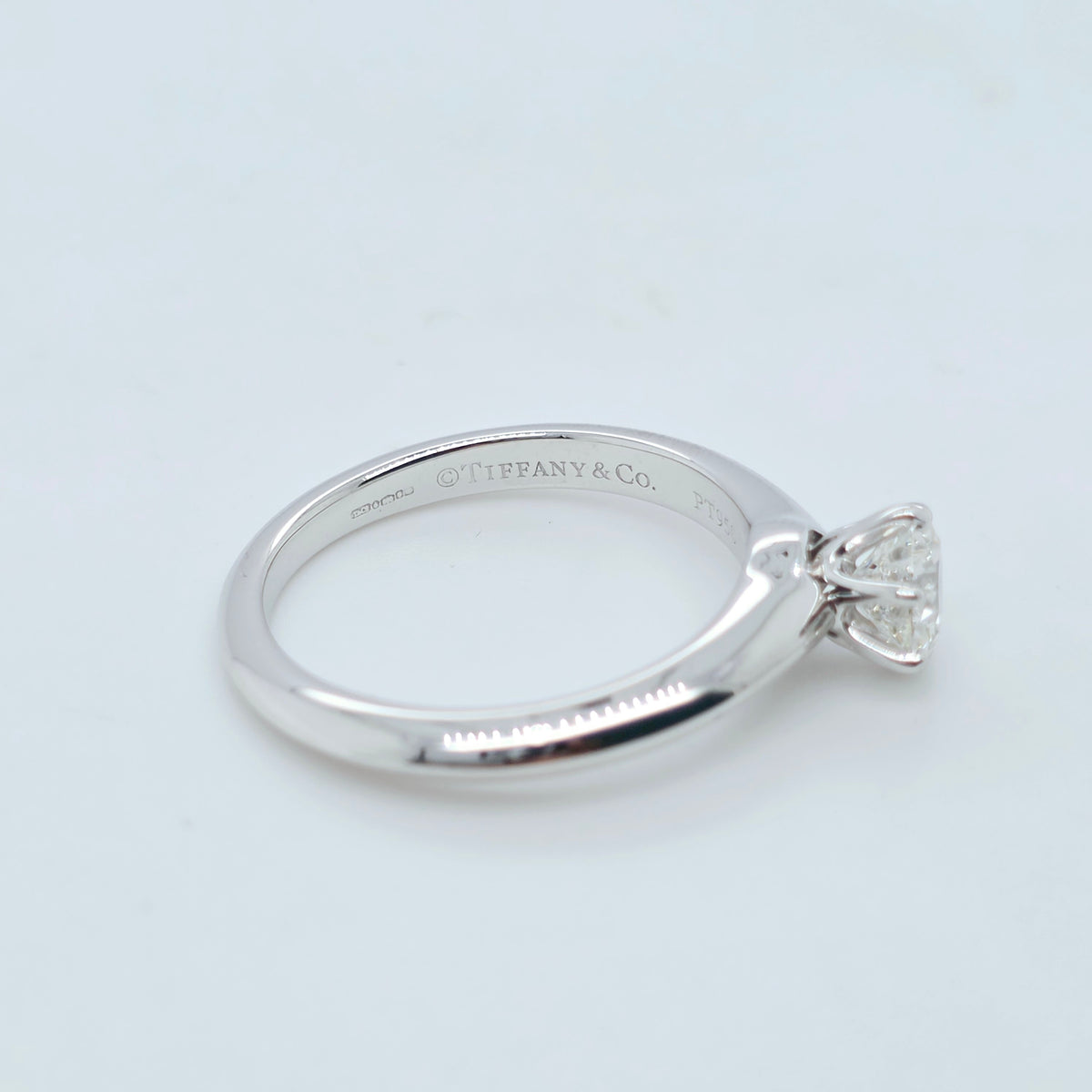 Tiffany & Co. Round Brilliant Cut Diamond Ring in Platinum 0.54ct, Size K - 50