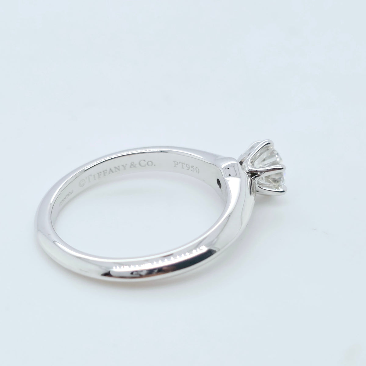 Tiffany & Co. Round Brilliant Cut Diamond Ring in Platinum 0.54ct, Size K - 50