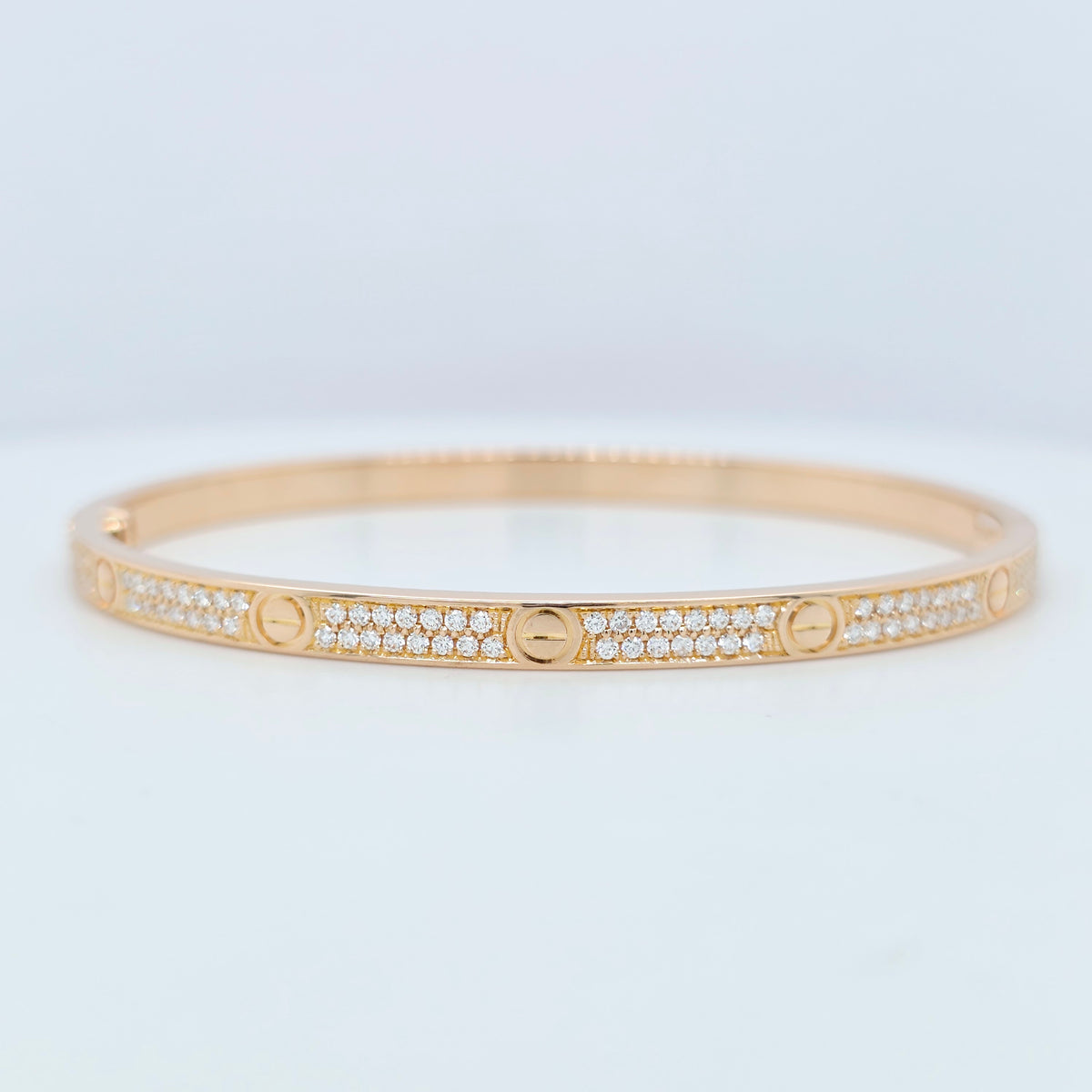 Cartier Love Bracelet Small Model Paved, 18ct Rose Gold, Size 16, Box & Papers