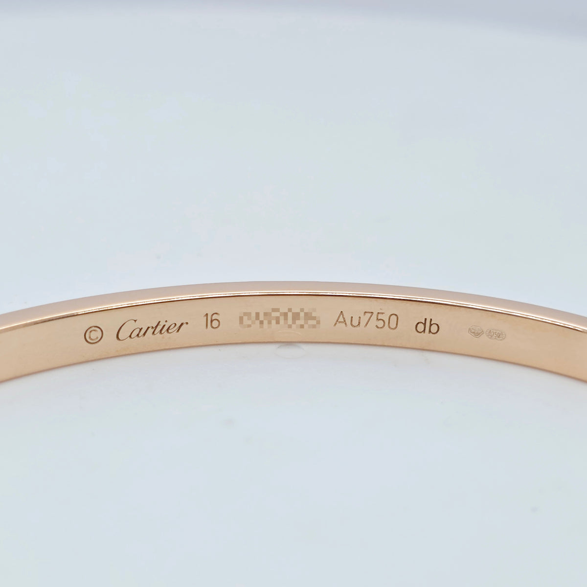 Cartier Love Bracelet Small Model Paved, 18ct Rose Gold, Size 16, Box & Papers