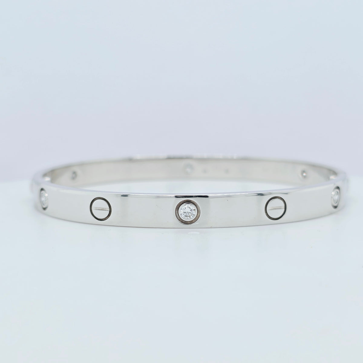 Cartier Love Bracelet 6 Diamonds, Classic Model, 18ct White Gold, Size 19