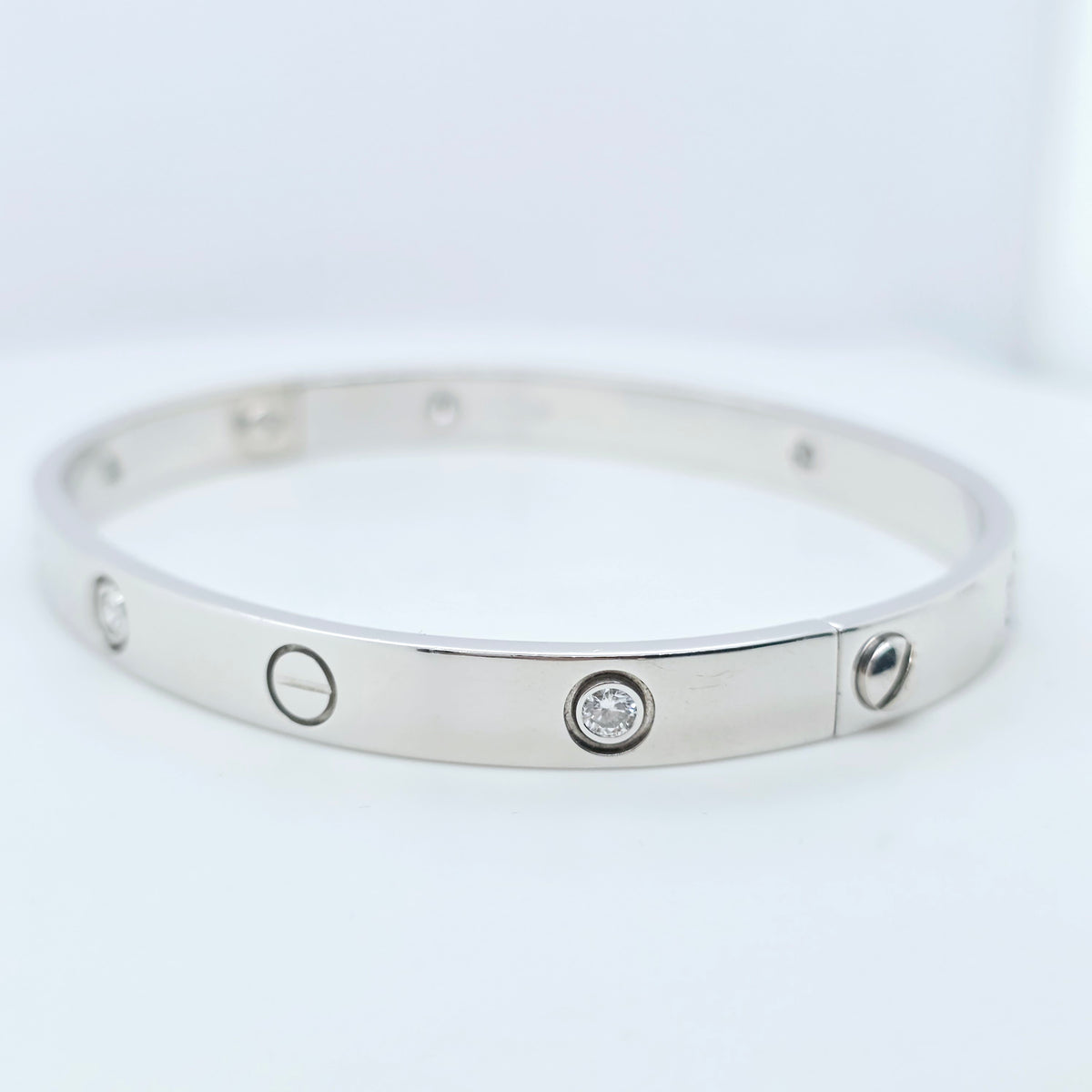 Cartier Love Bracelet 6 Diamonds, Classic Model, 18ct White Gold, Size 19