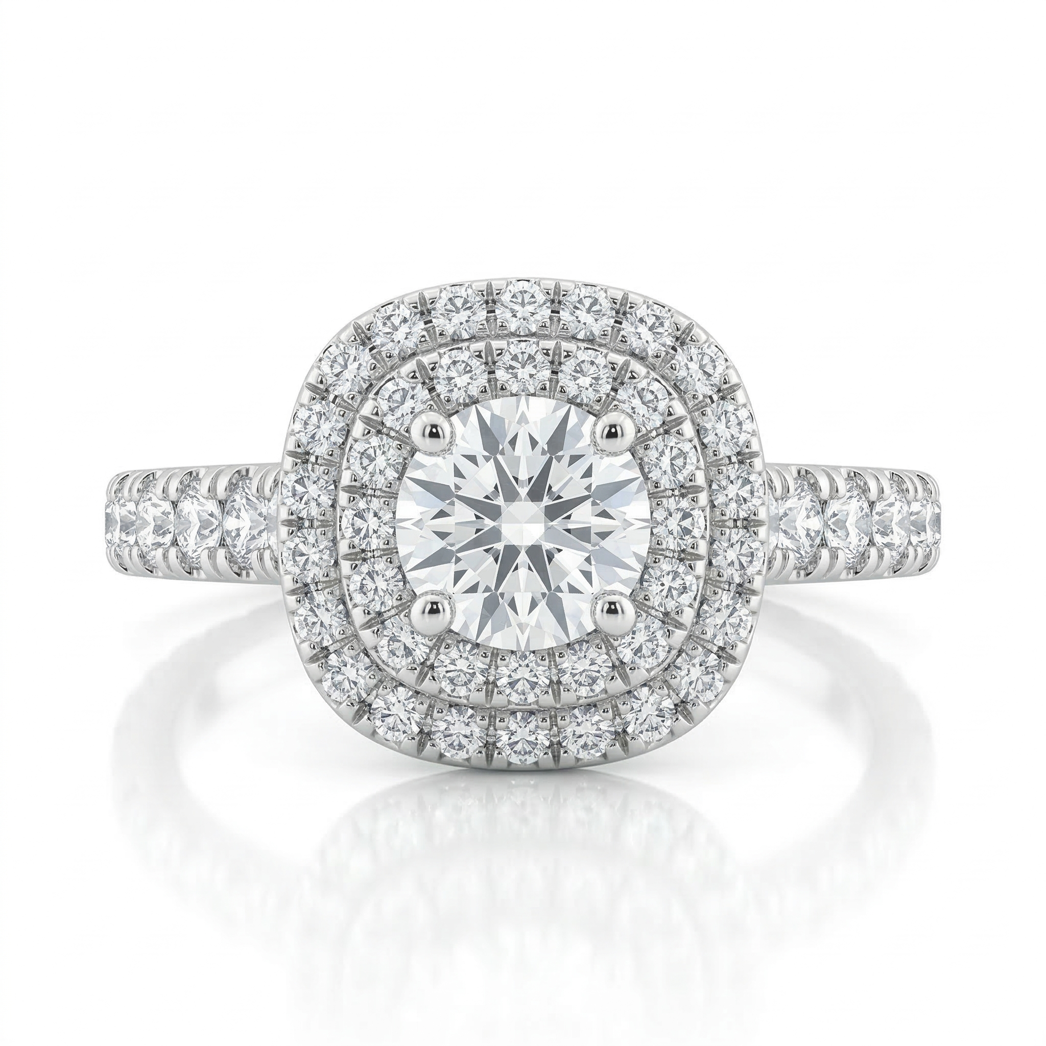 0.30ct GIA Round Cut Natural Diamond Double Halo Setting Engagement Ring