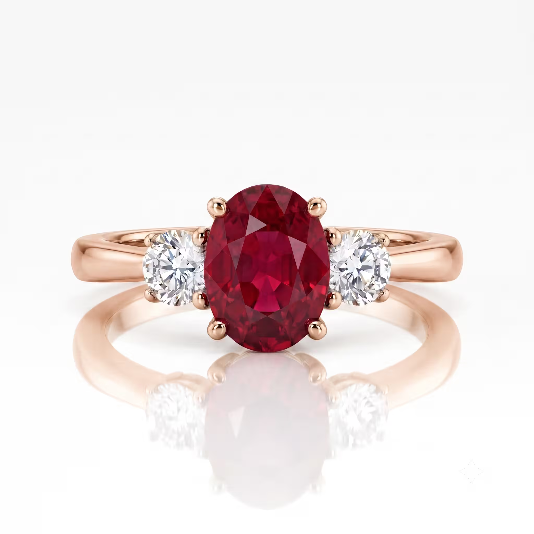 0.90ct Thai Ruby and Diamond Trilogy Engagement Ring Chloe's Jewellers