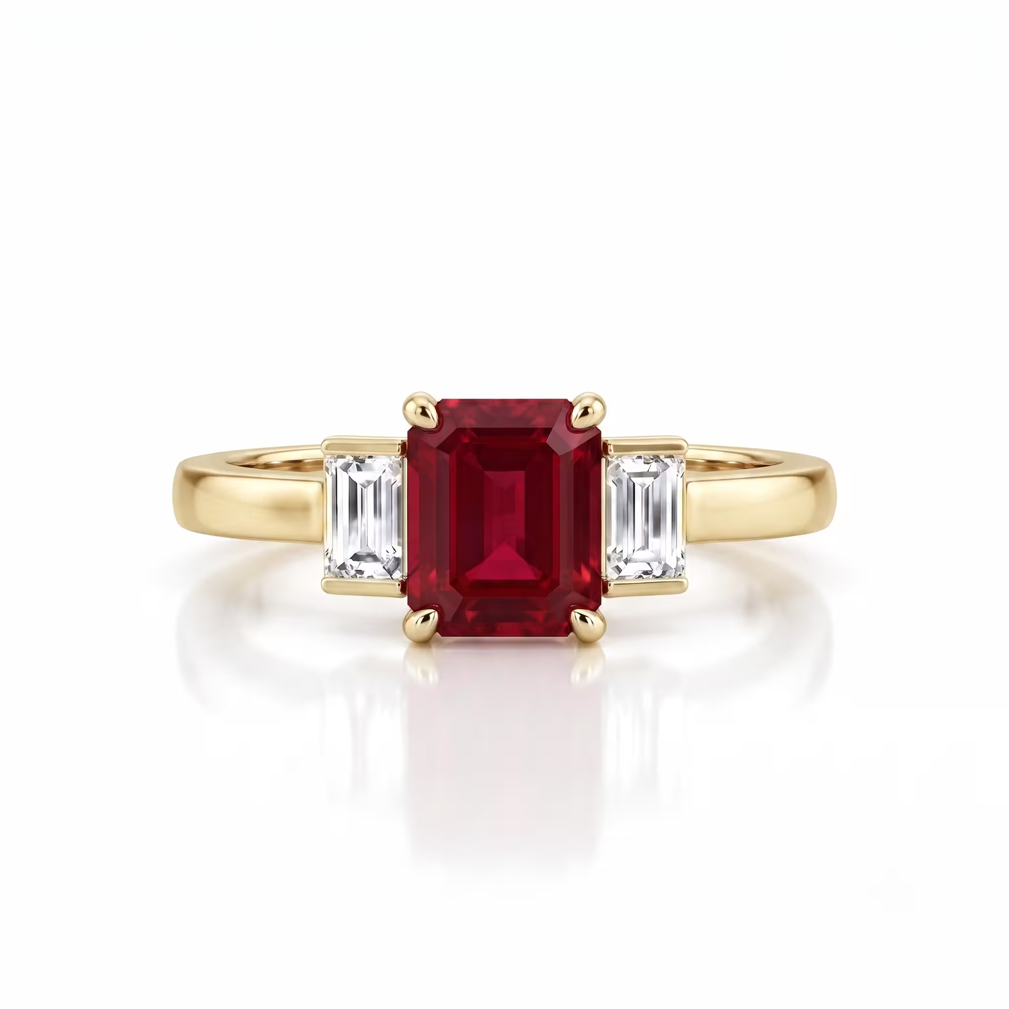 1.20ct Burma Emerald Cut Ruby Engagement Ring - 9K Gold Chloe's Jewellers