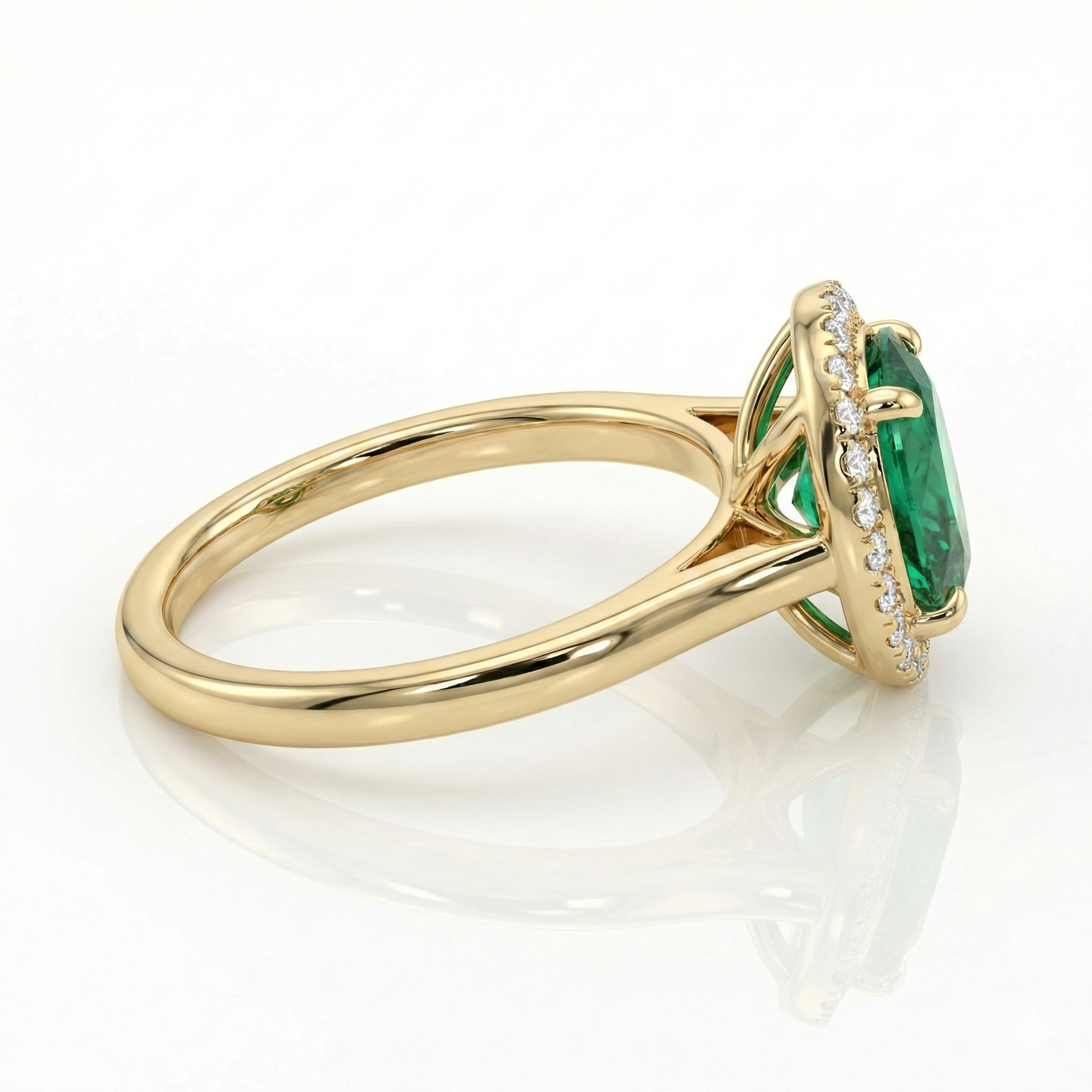 1.32ct Oval Cut Emerald Halo Setting Engagement Ring Chloe's Jewellers