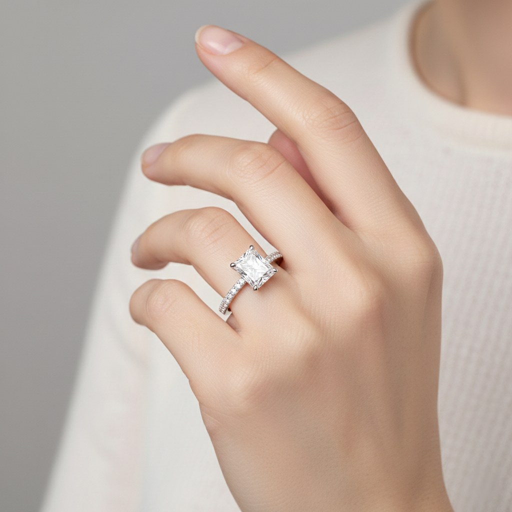 0.51ct Radiant Hidden Halo Ring