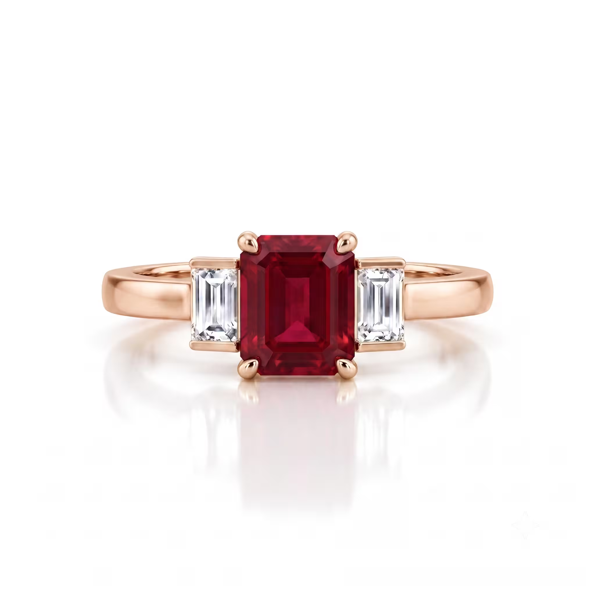 1.20ct Burma Emerald Cut Ruby Engagement Ring - 9K Gold Chloe's Jewellers