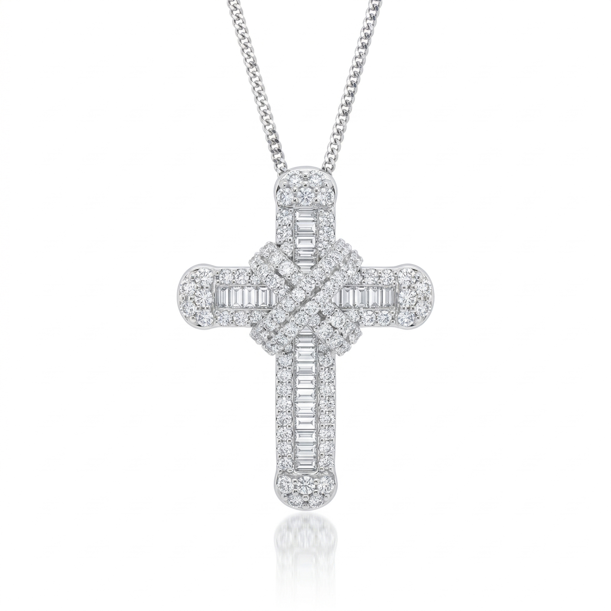 1.03ct Natural Diamond Cross Pendant Necklace in 18K White Gold