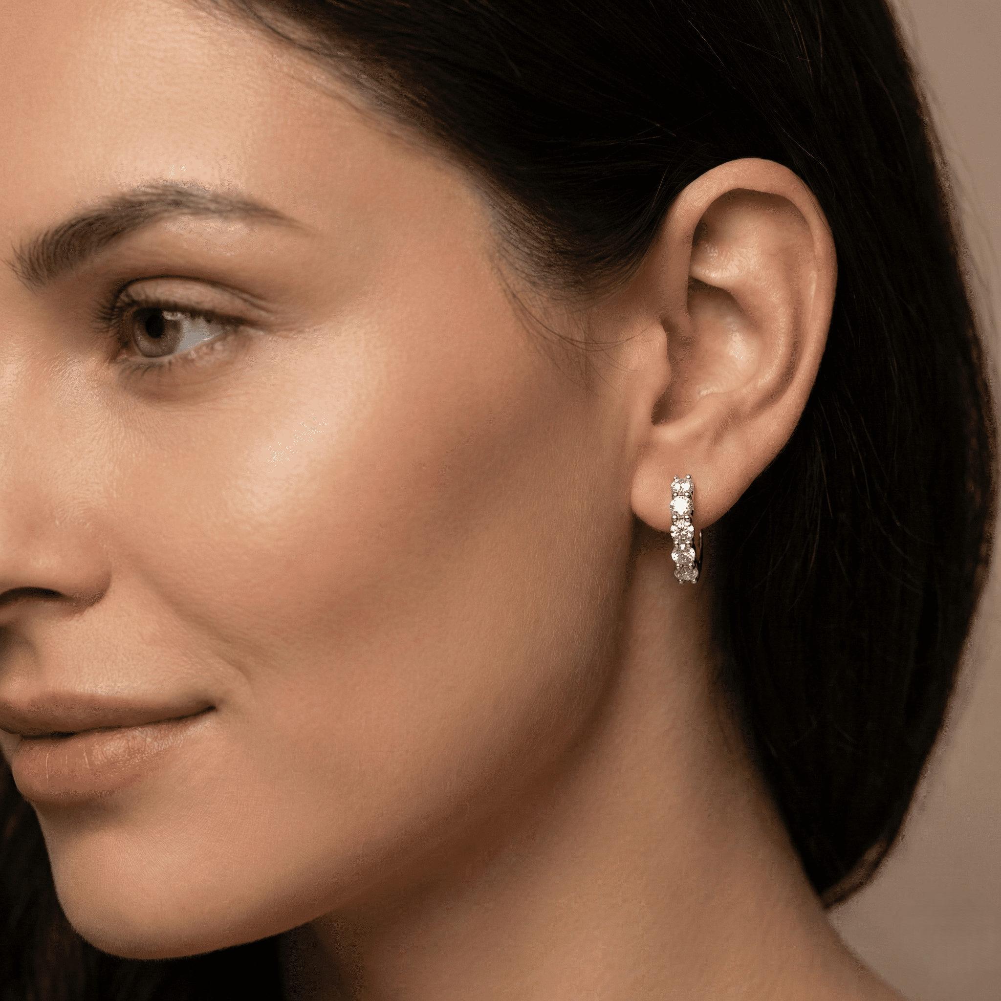 18K White Gold Brilliant Cut Diamond Round Hoop Earrings 1.50CT