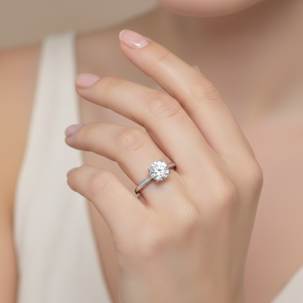 Natural Round Diamond Solitaire Setting Engagement Ring 0.80ct