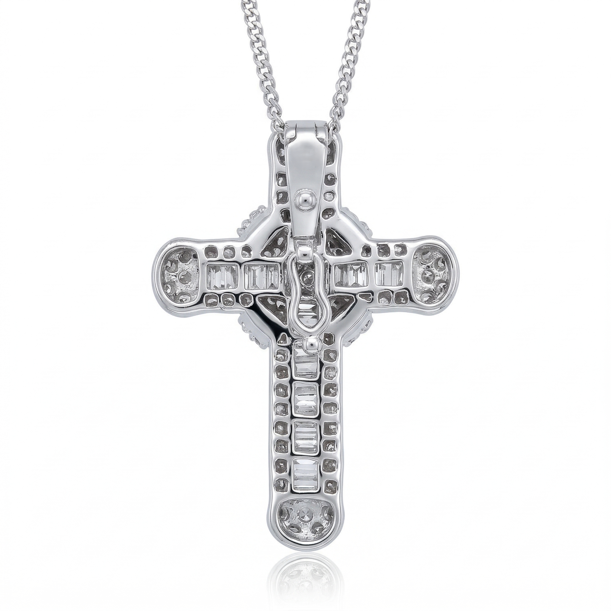 1.03ct Natural Diamond Cross Pendant Necklace in 18K White Gold Chloe's Jewellers