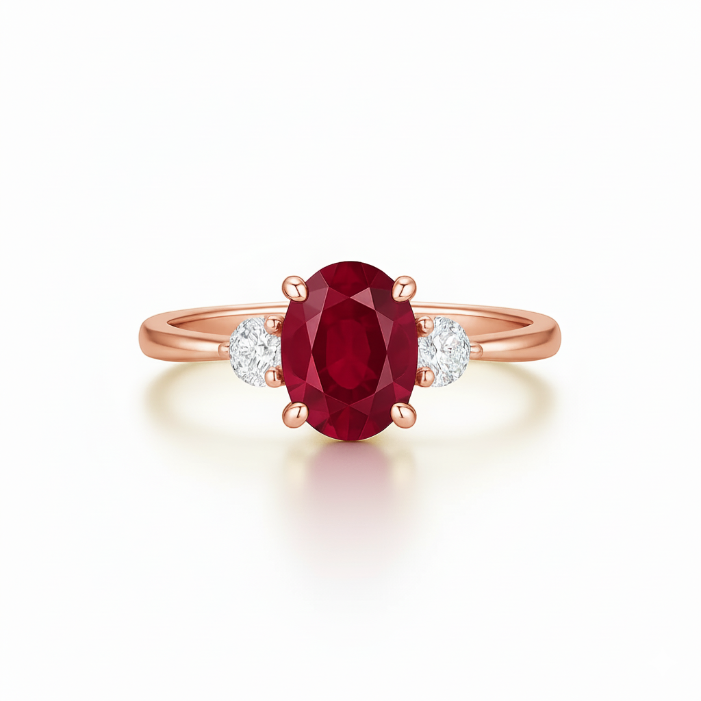 1.55ct Ruby and Diamond Trilogy Ring