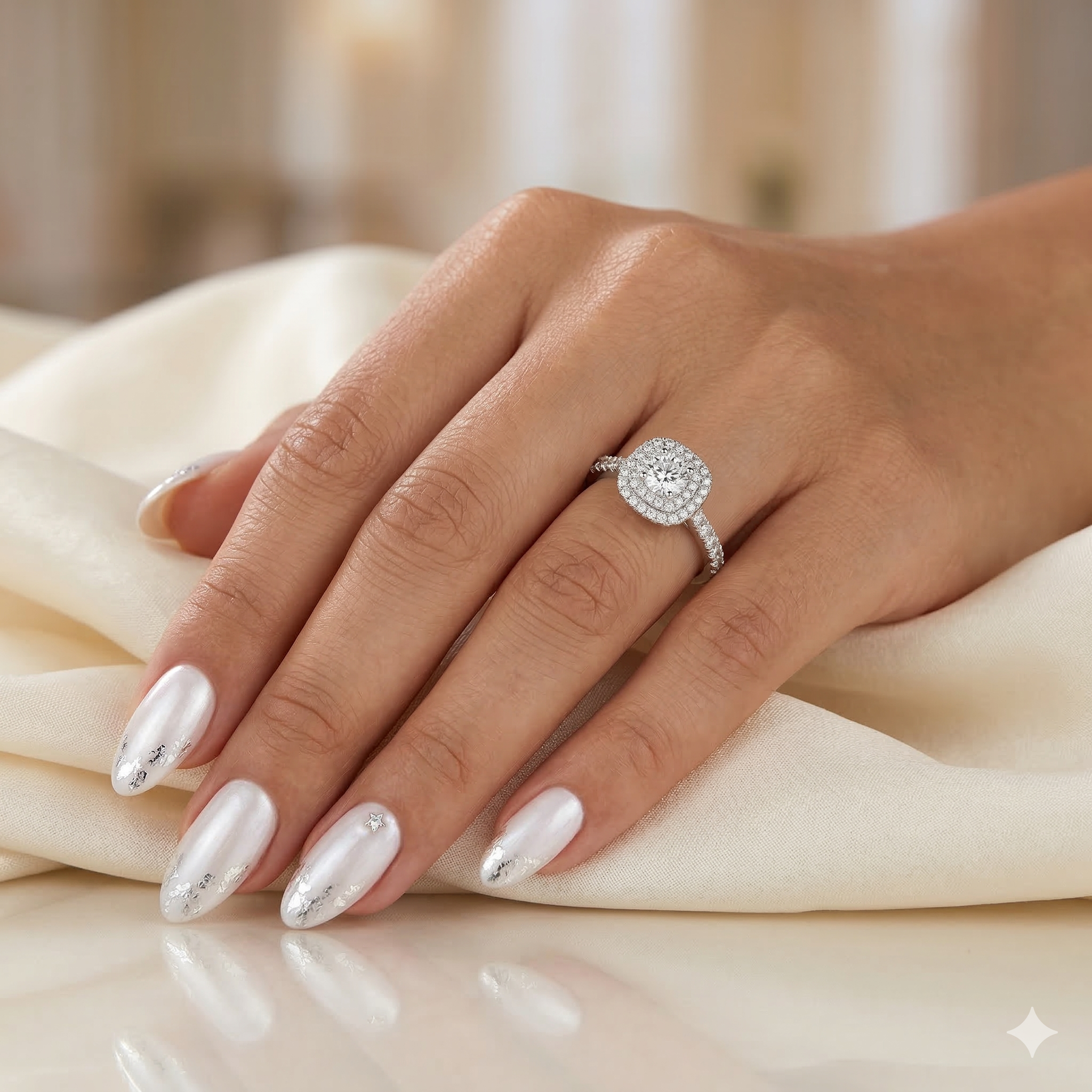 0.30ct GIA Round Cut Natural Diamond Double Halo Setting Engagement Ring