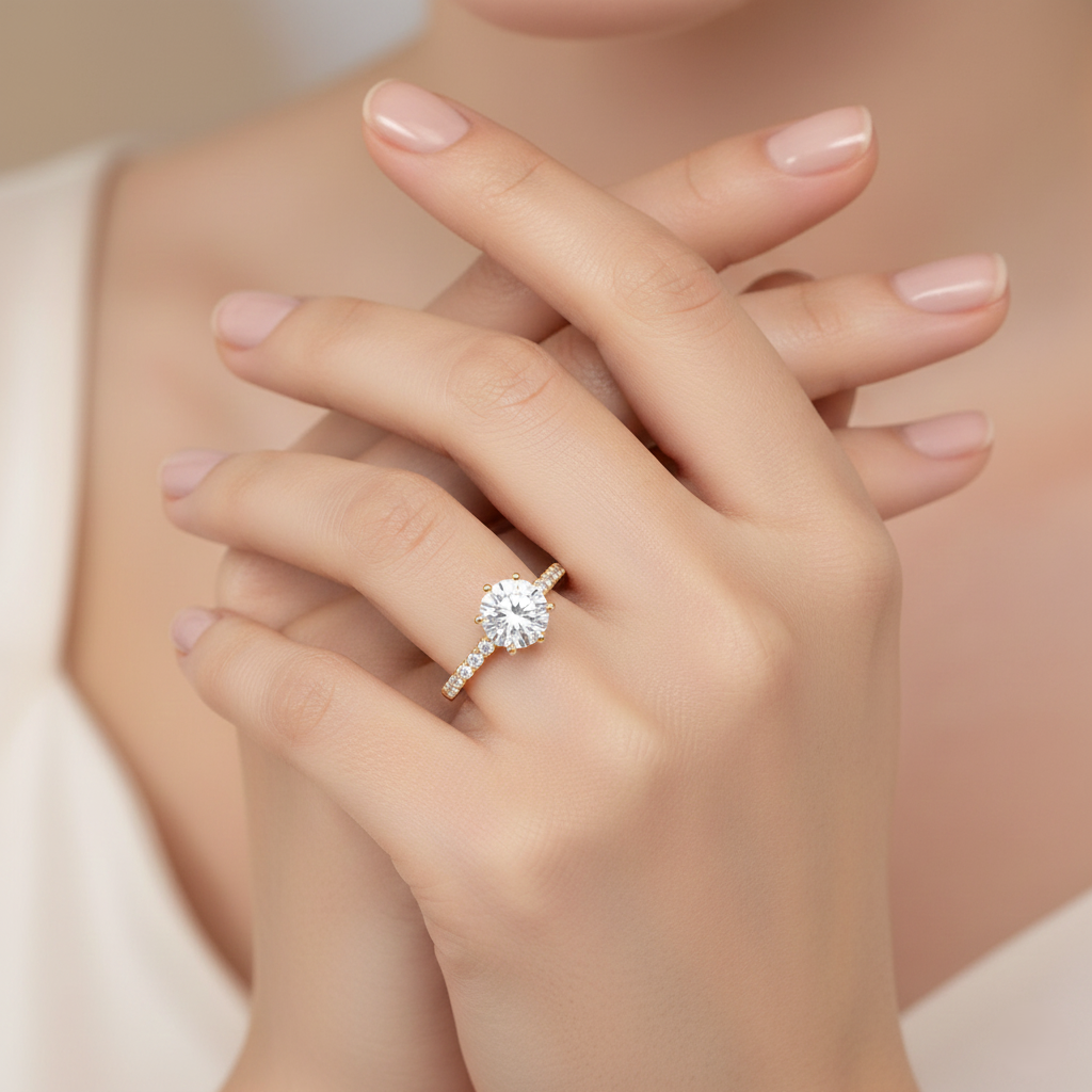 0.50ct Six Claw Pave Diamond Shoulders