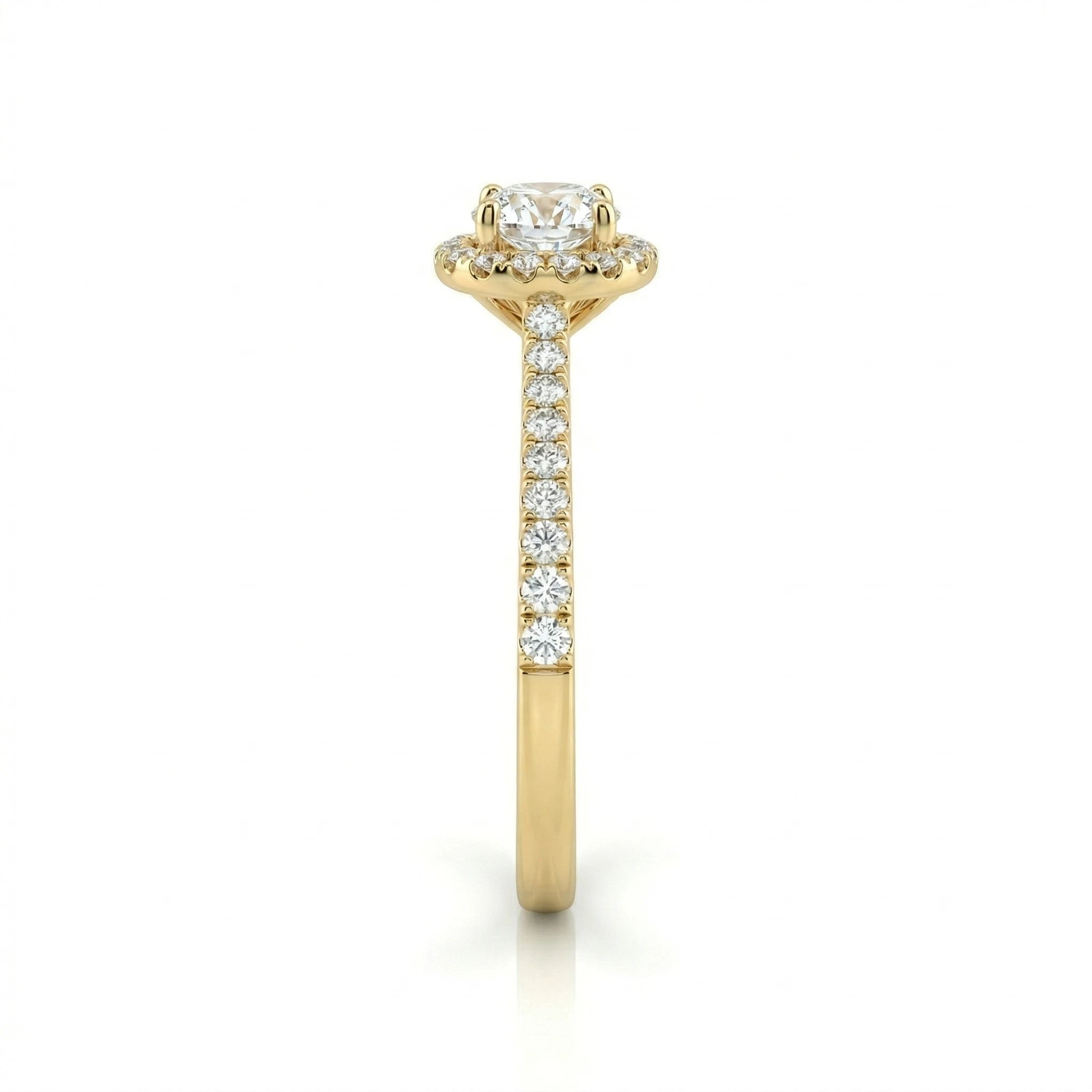 0.41ct Round Cut Natural Diamond Halo Setting Engagement Ring, E / VVS1