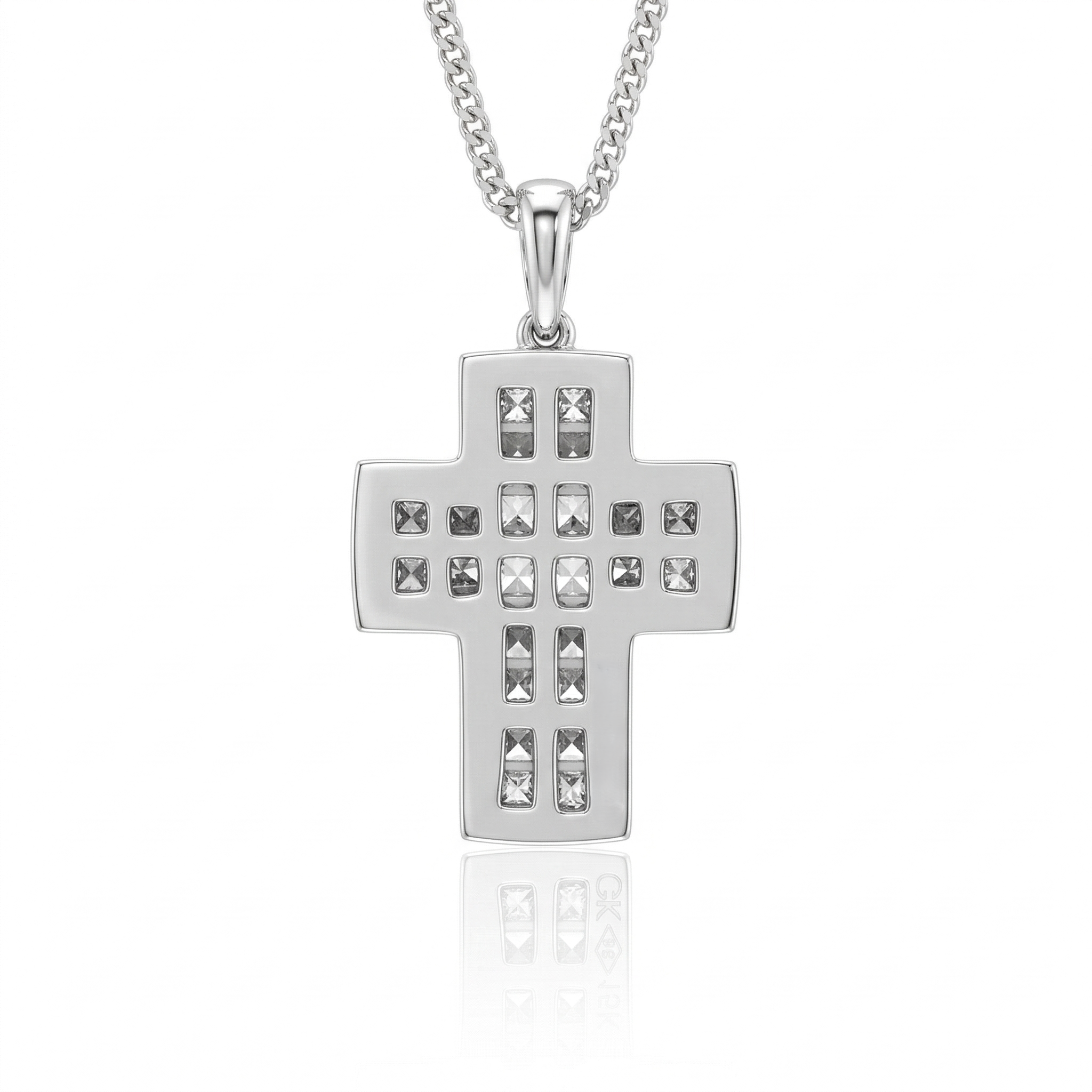 0.72ct Natural Diamond Cross Pendant Necklace in 18K White Gold