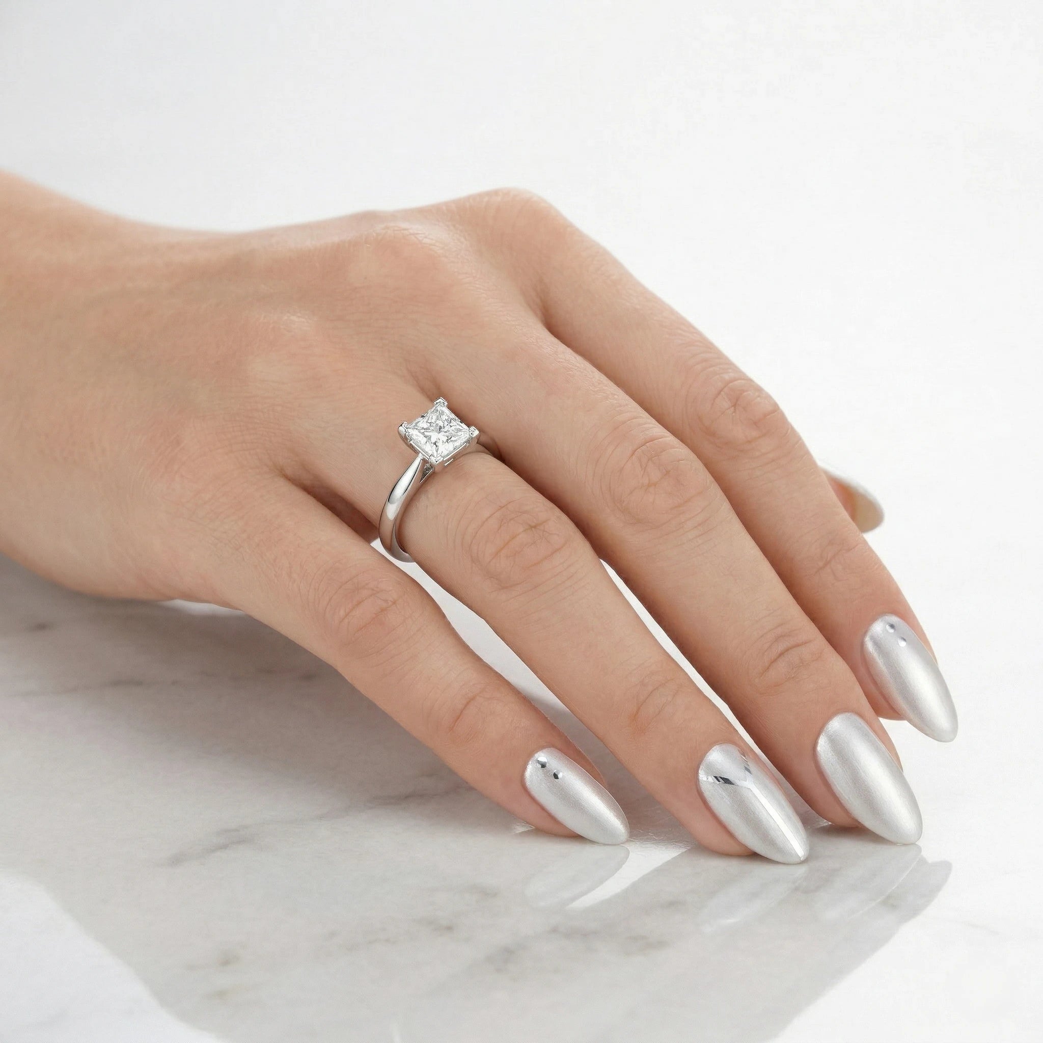 0.69ct GIA Natural Princess Cut Solitaire Setting Engagement Ring