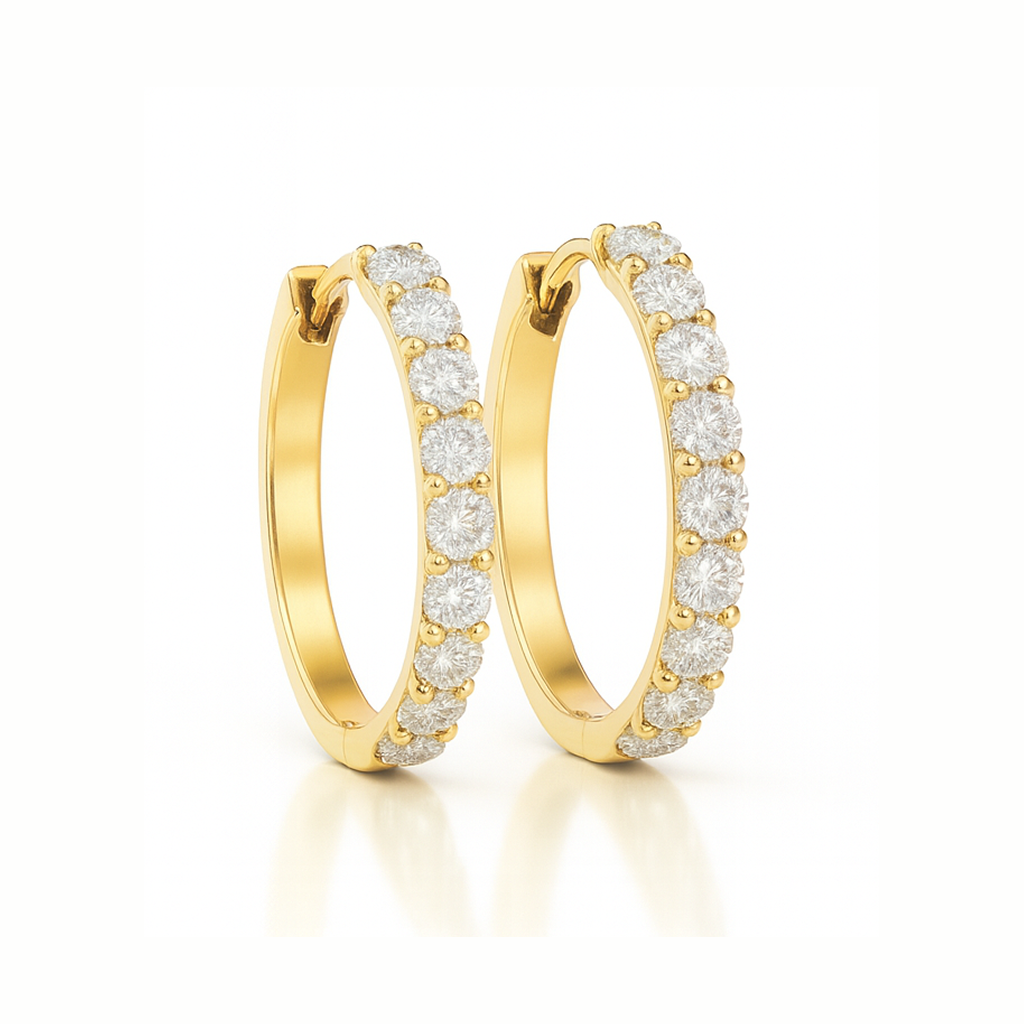 18K White Gold Grain Set Hoop Diamond Earrings 0.48CT