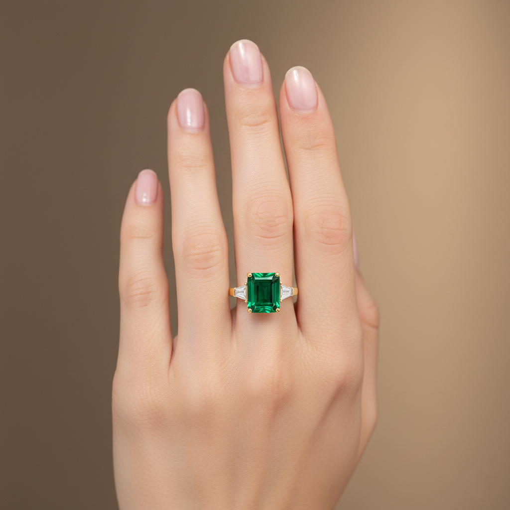 Leilani Green Emerald & Diamond Ring