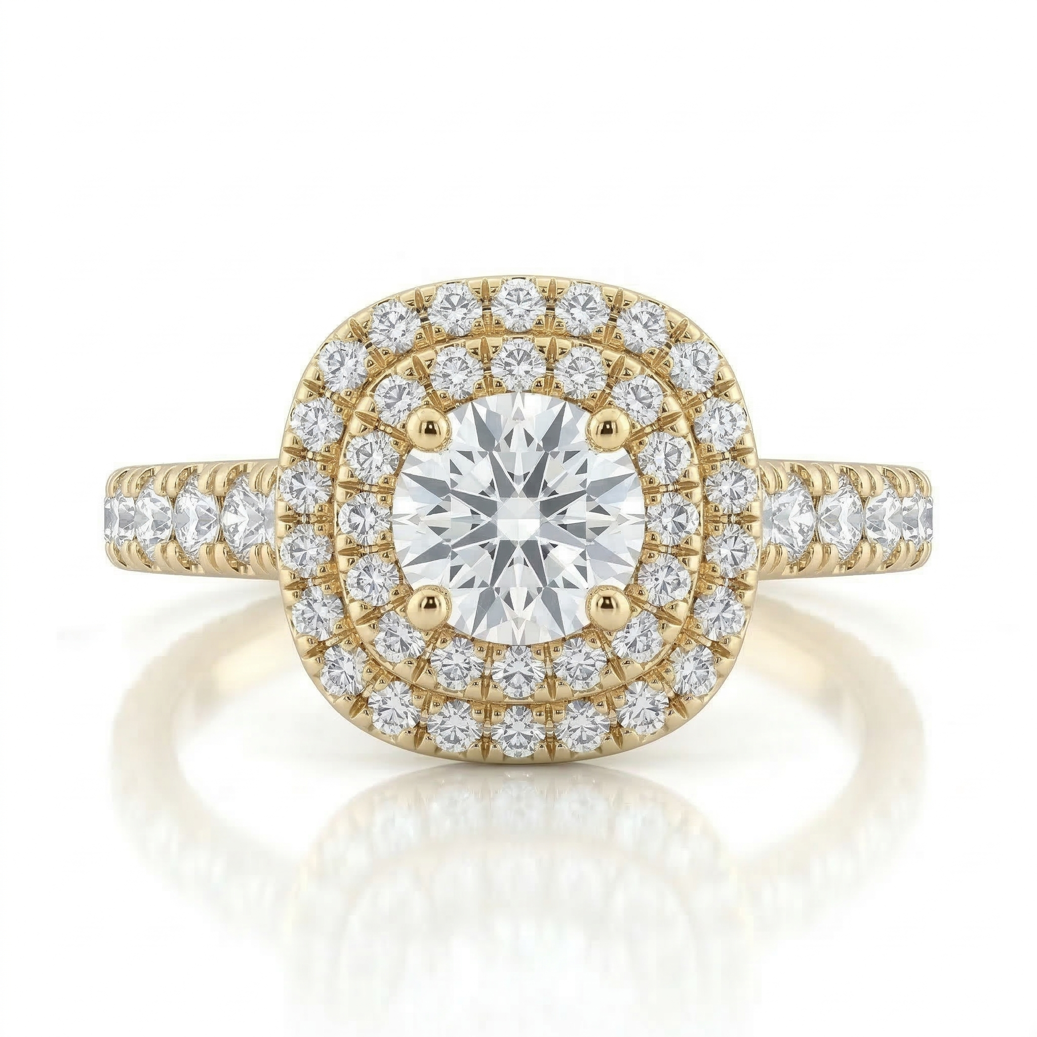 0.30ct GIA Round Cut Natural Diamond Double Halo Setting Engagement Ring