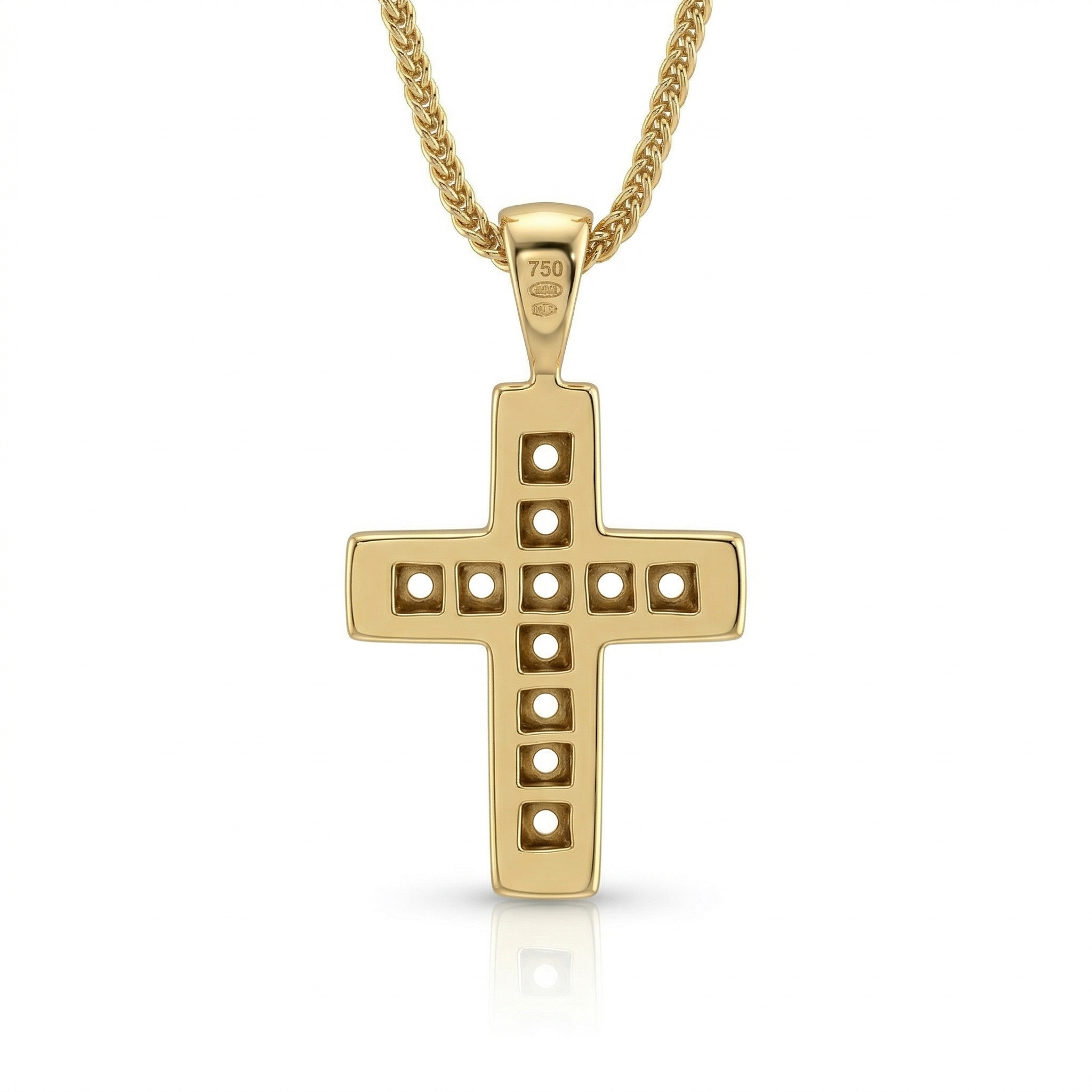 0.17ct Natural Diamond Cross Pendant Necklace in 9K Yellow Gold