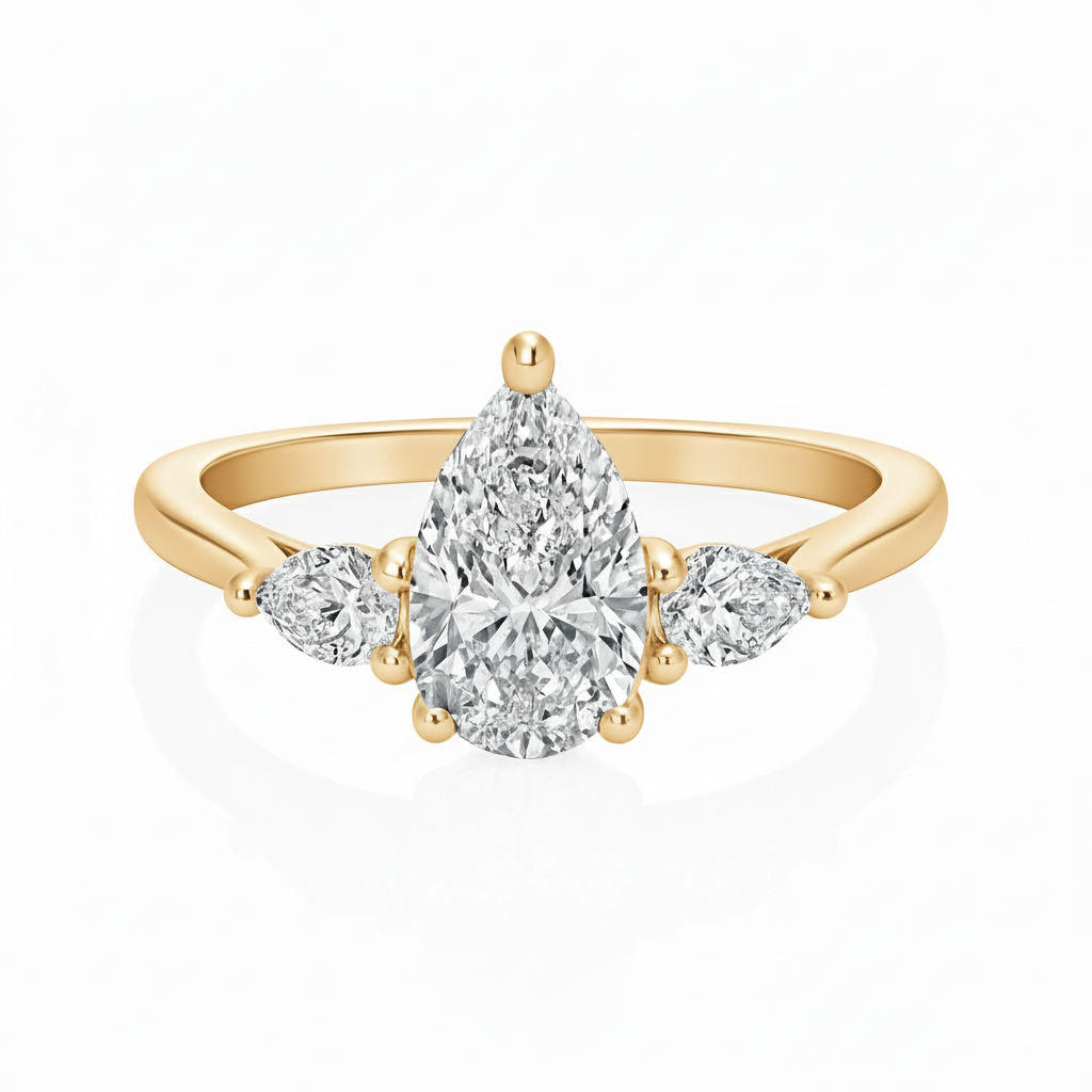Bluebell Pear Cut Three Stone Diamond Ring